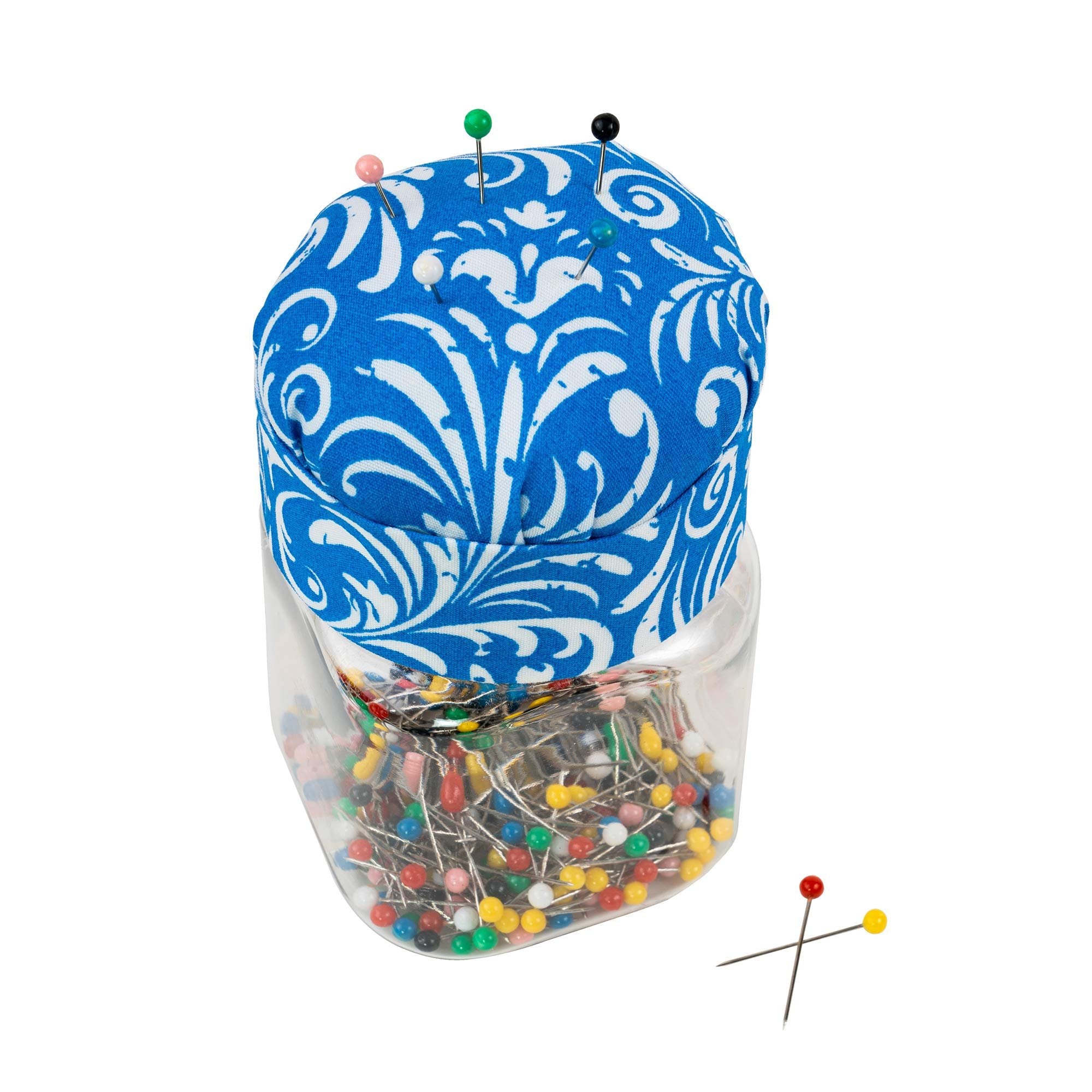Singer 47040 1-Inch Ball Head Jar with Pin Cushion Lid, Multicolor