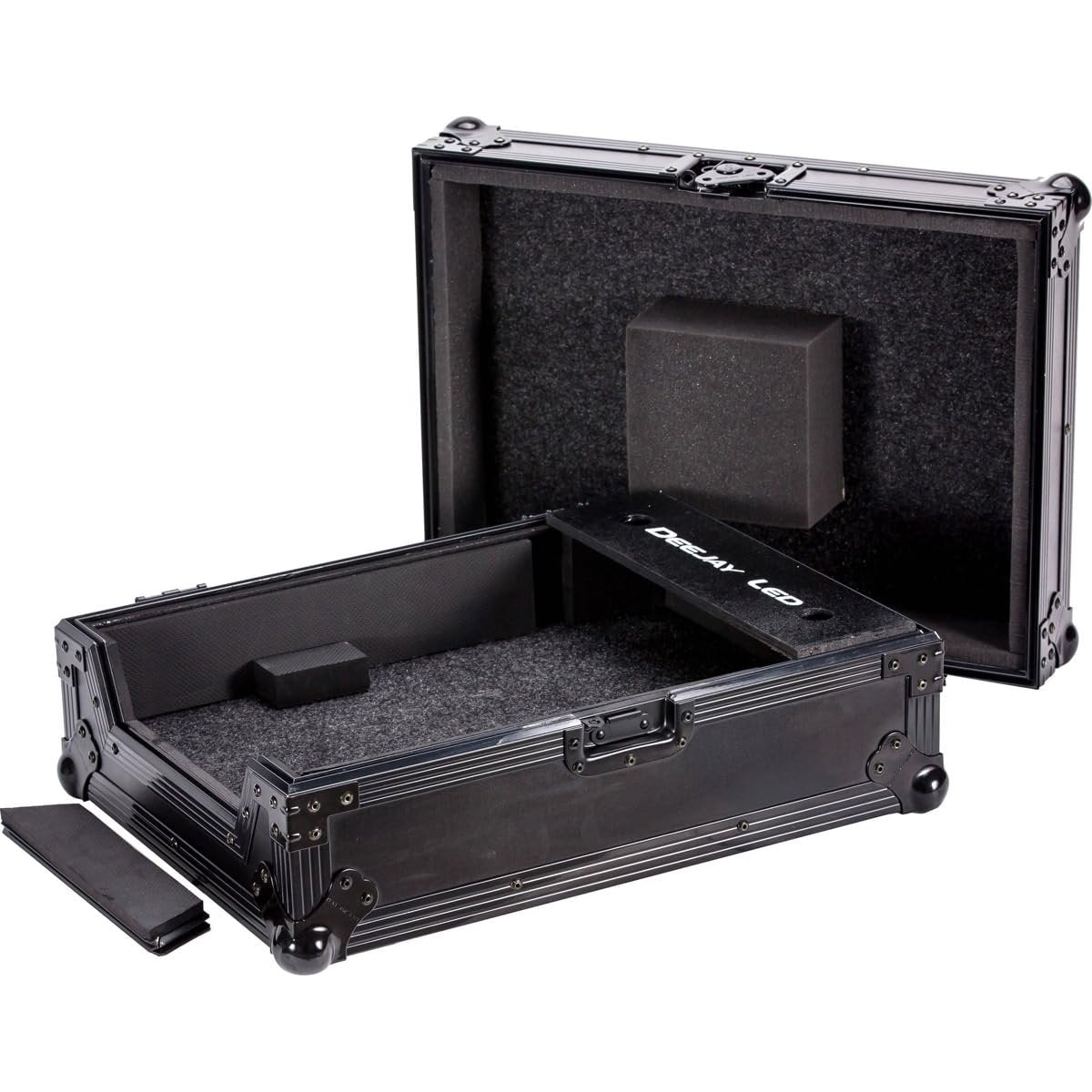 Deejay LED Flight Road Case with Laptop Shelf for Pioneer DJM-900 or DJM-900 Nexus Club Mixer Controller, Black