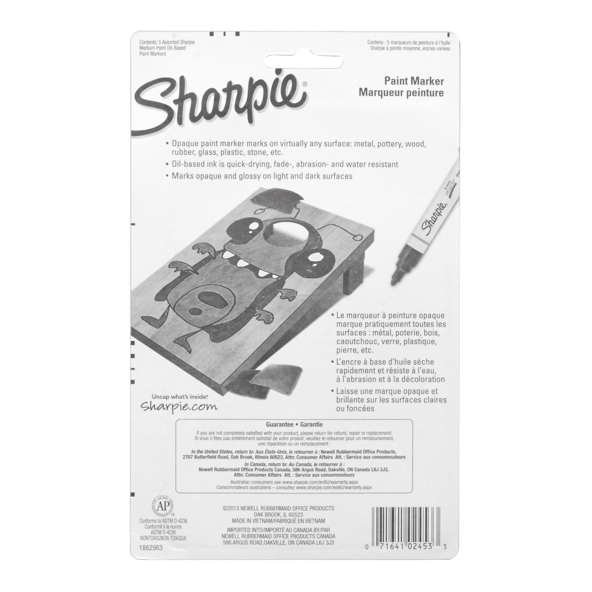 Sharpie Medium Point Oil-Based Opaque Paint Markers 5/Pkg-Aqua, Orange, Lime, Green, Pink & Purple