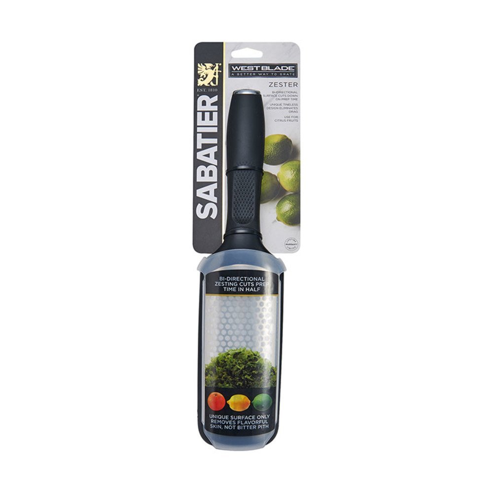 Sabatier West Blade Bi-Directional Handheld Manual Stainless Steel Citrus Zester with Patented Grating Technology, 12-Inch, Black