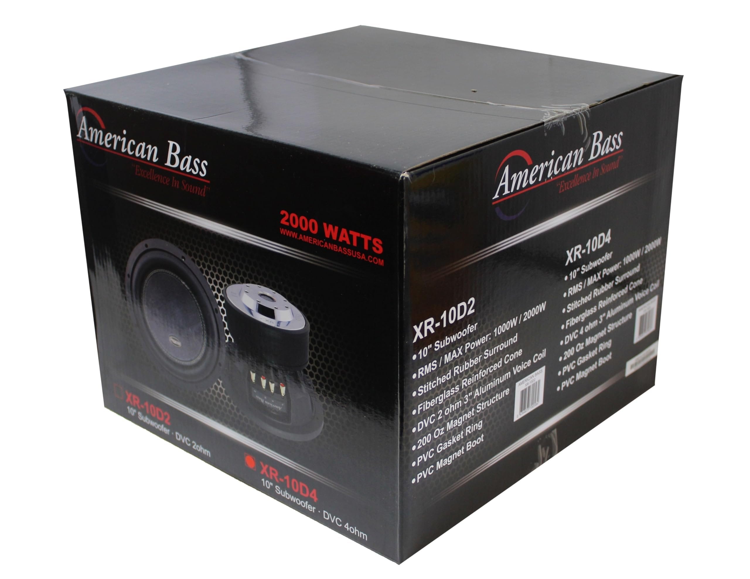 American Bass XD-1044 XD 10-inch Subwoofer 450 Watt RMS / 900 Watt Max Dual Voice Coil 4 Ohm Voice Coils 125 Oz Magnet