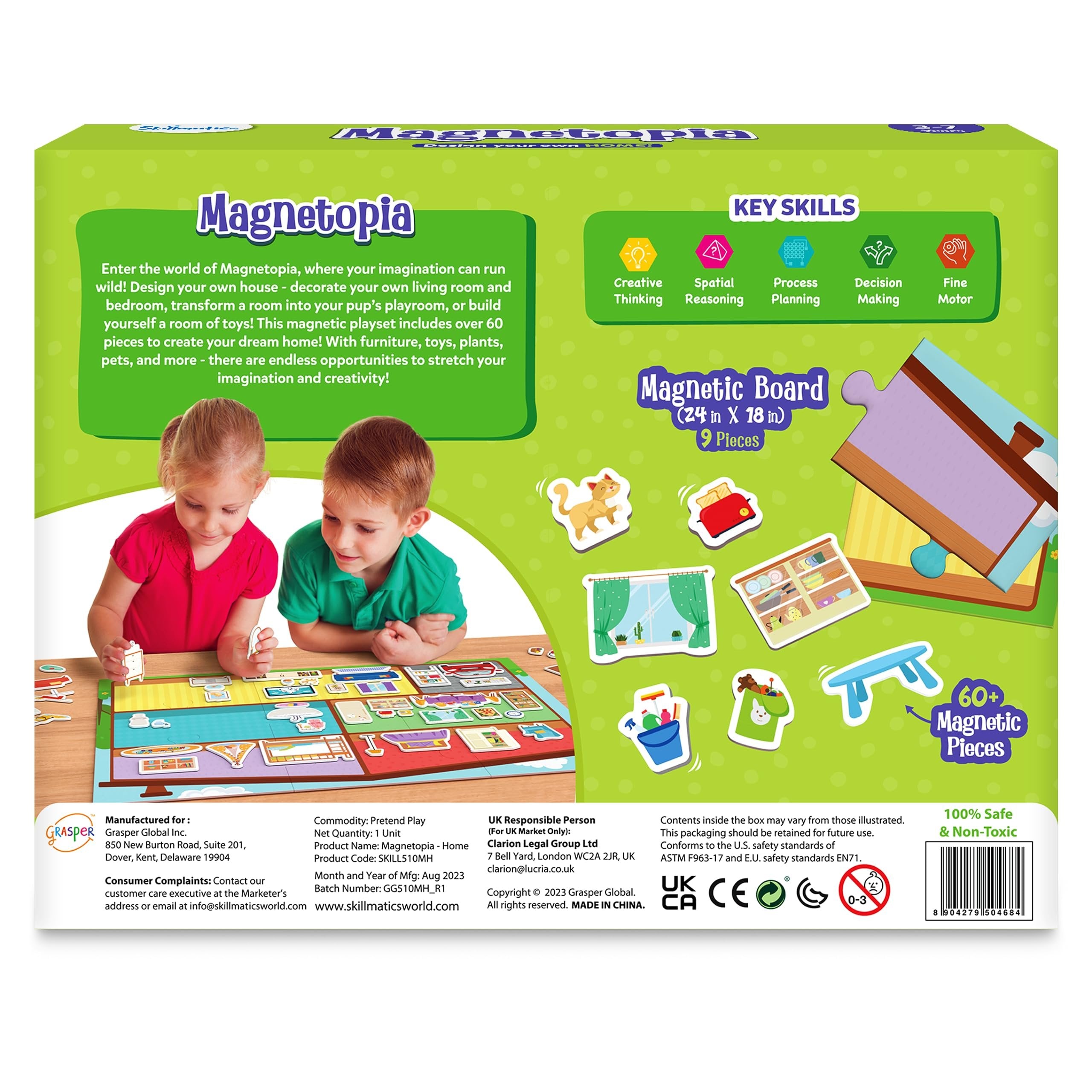 Skillmatics Creative Toy Magnetopia - Design Your Home, Interactive Pretend Play Set for Kids, Toddlers, 60+ Magnetic Pieces, Preschool Learning Game, Gifts for Girls & Boys Ages 3, 4, 5, 6, 7