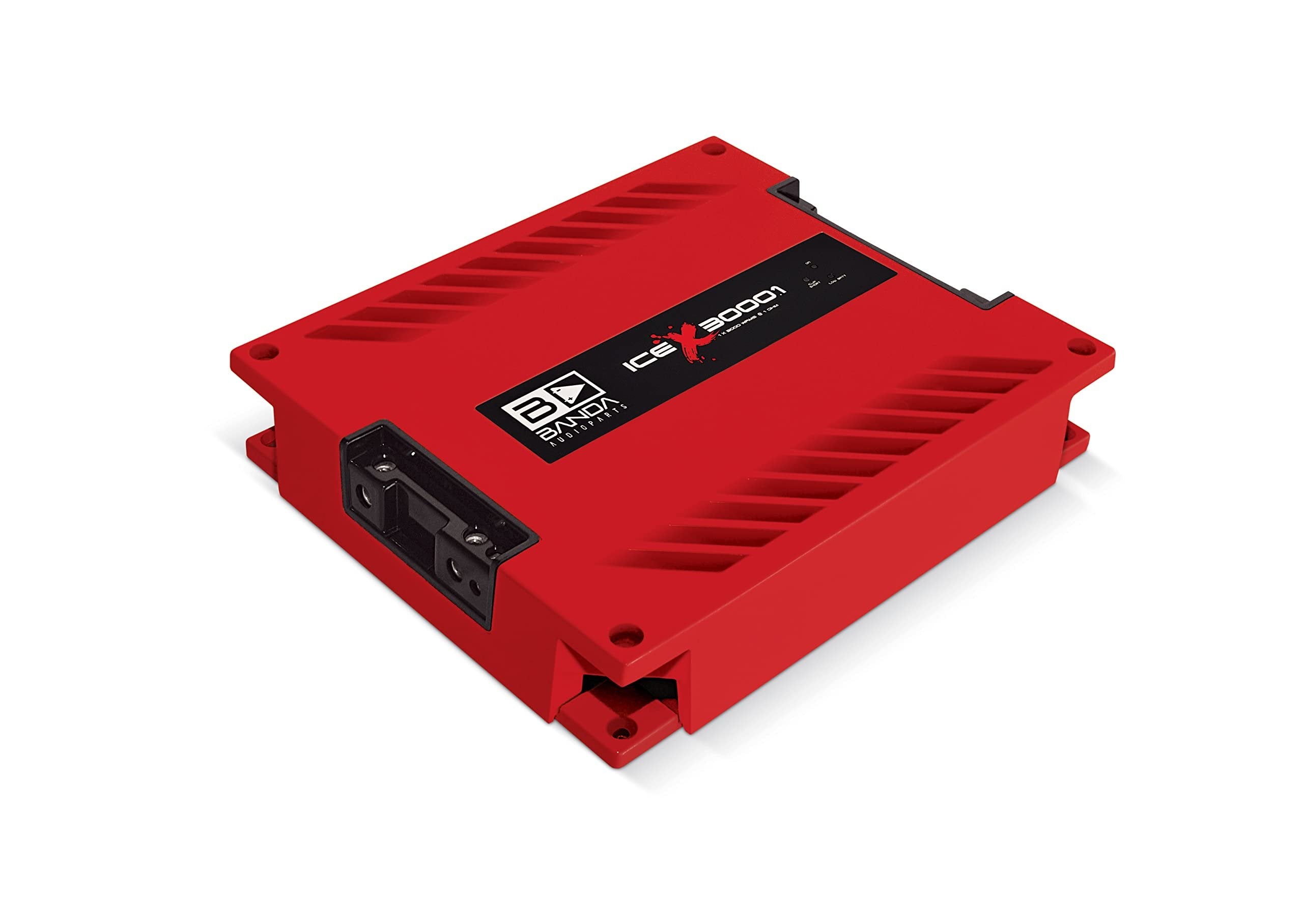 1-Ch.Vehicle Audio Bass Amplifier - 3000WRMS High-Powered Mono Bass Amp w/Subsonic Filter and Low Pass Filter Stable at 1 ohm, LED Indicators, Sound Specialization, Red - BANDA ICEX3000.1RED
