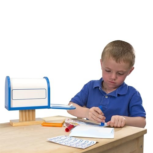 Melissa & Doug My Own Wooden Mailbox Activity Set and Educational Toy With Reusable Letters And Post Cards, Pretend Play Mailbox For Preschoolers And Kids Ages 4+