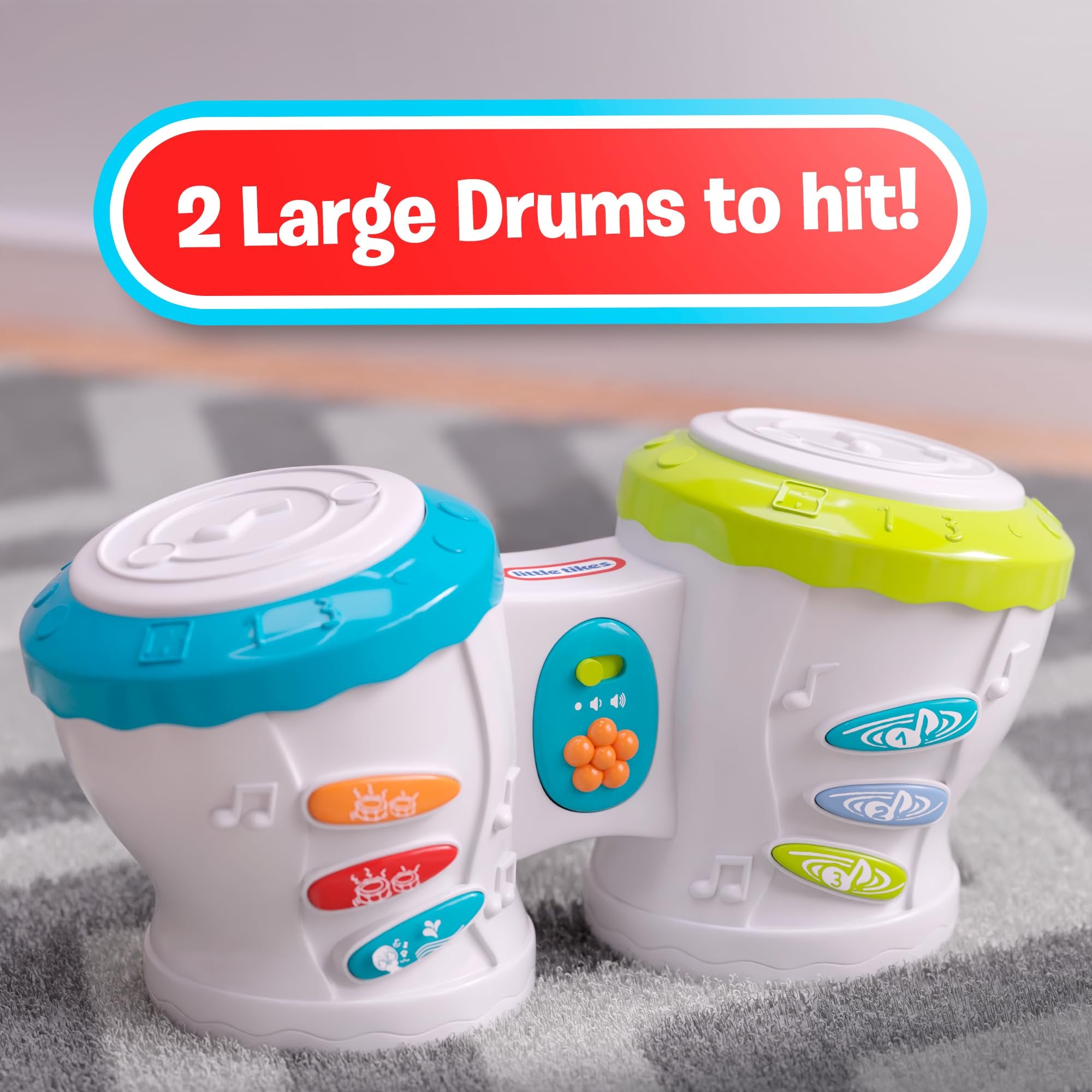 Lollipop Bop N’ Bongo Drums Electronic Drum Set for Toddlers 12+ Months, Learning Toys for 1 Year Old Boys and Girls, Toddler Toys 1-2, Baby Toys 12-18 Months, Drum Pad