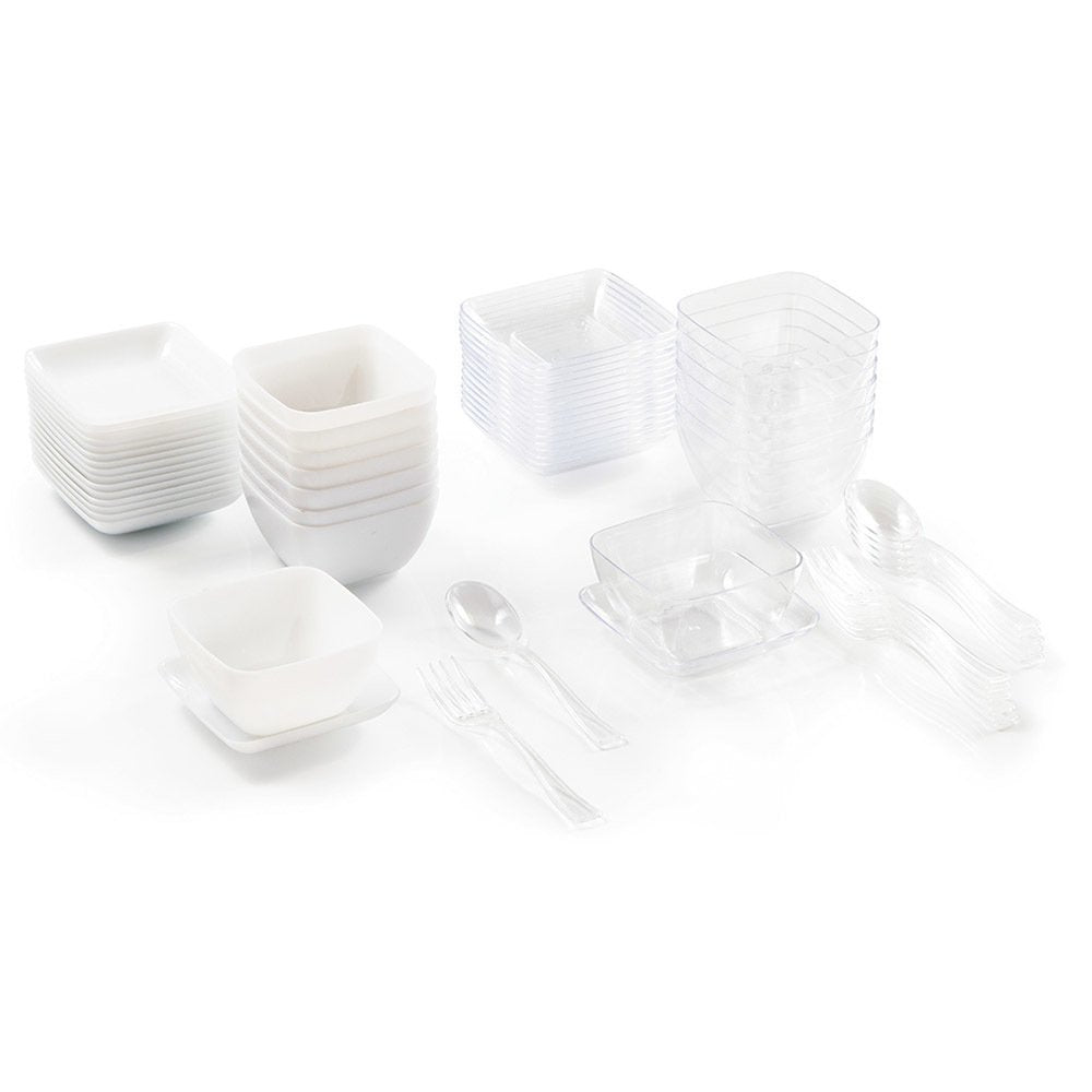 Mini Appetizer Set Clear and White (72 ct)
