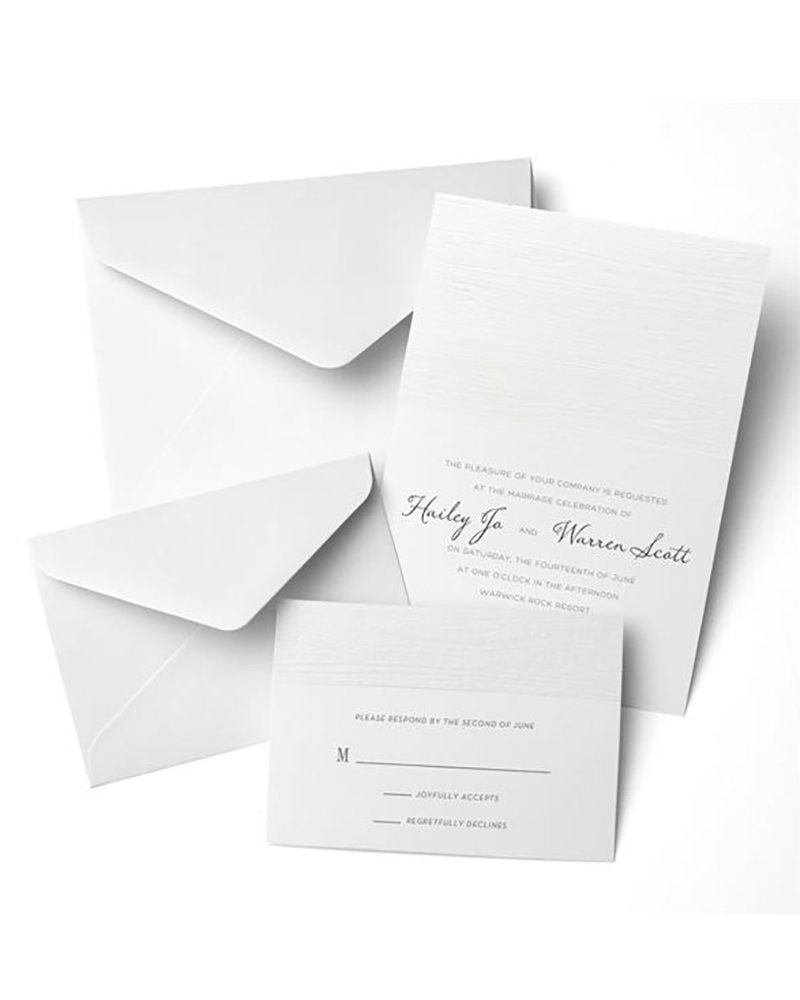 Woodgrain Embossed Print at Home Invitation Kit