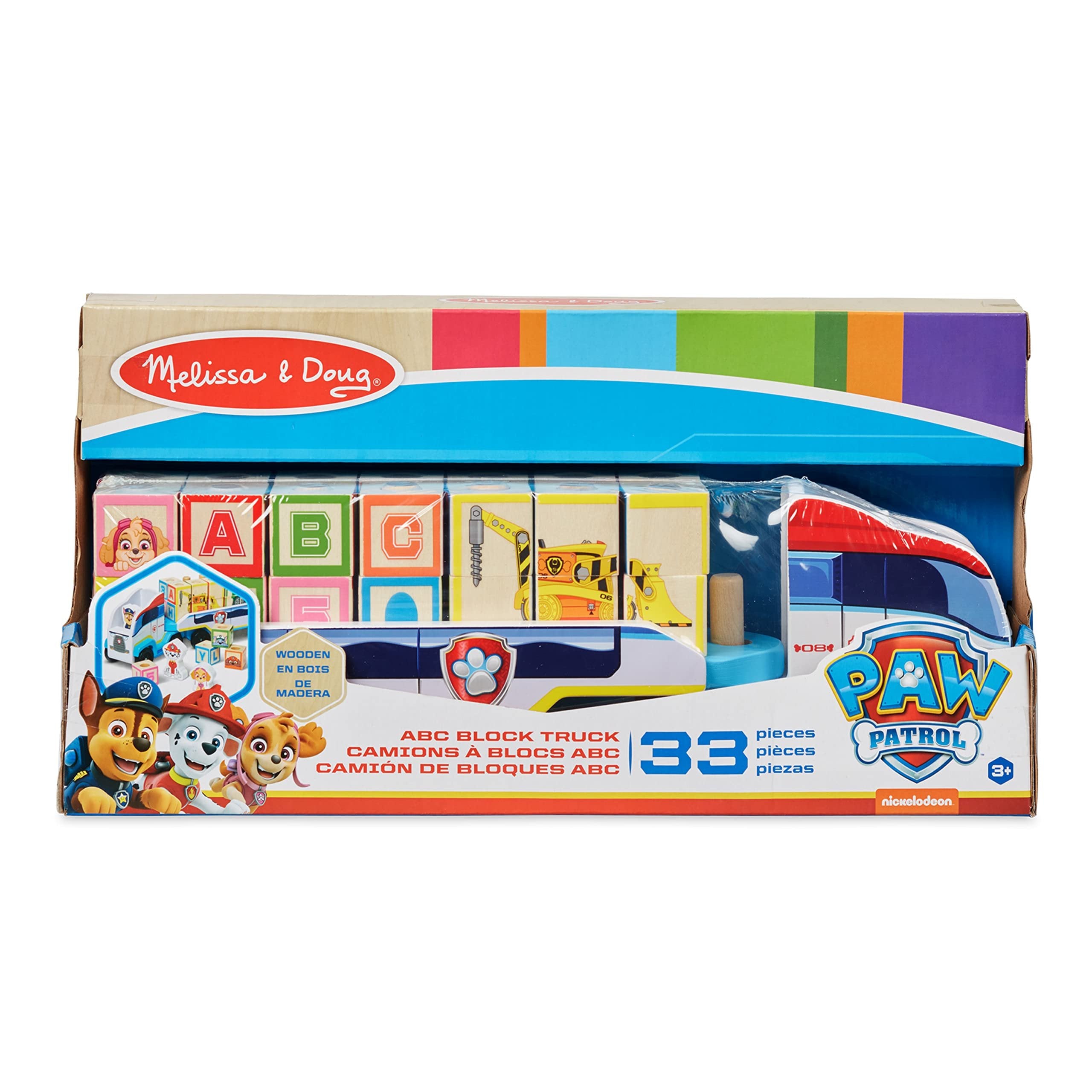Melissa & Doug PAW Patrol Wooden ABC Block Truck (33 Pieces) - Sort And Stack Toys, Alphabet Blocks For Toddlers, Vehicle Toys For Kids Ages 3+, 34.93 cm x 17.78 cm x 10.03 cm