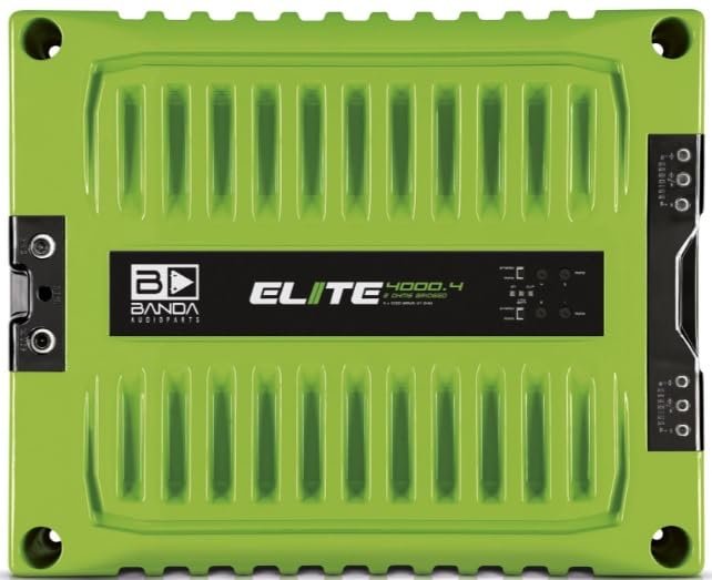4-Ch. Vehicle Audio Bass Amplifier - 1000W High-Powered Mono Bass Amplifier w/Subsonic Filter & Low Pass Filter Stable at 1 ohm, LED Indicators, Sound Specialization, Green - BANDA 4000.41OHMGREEN