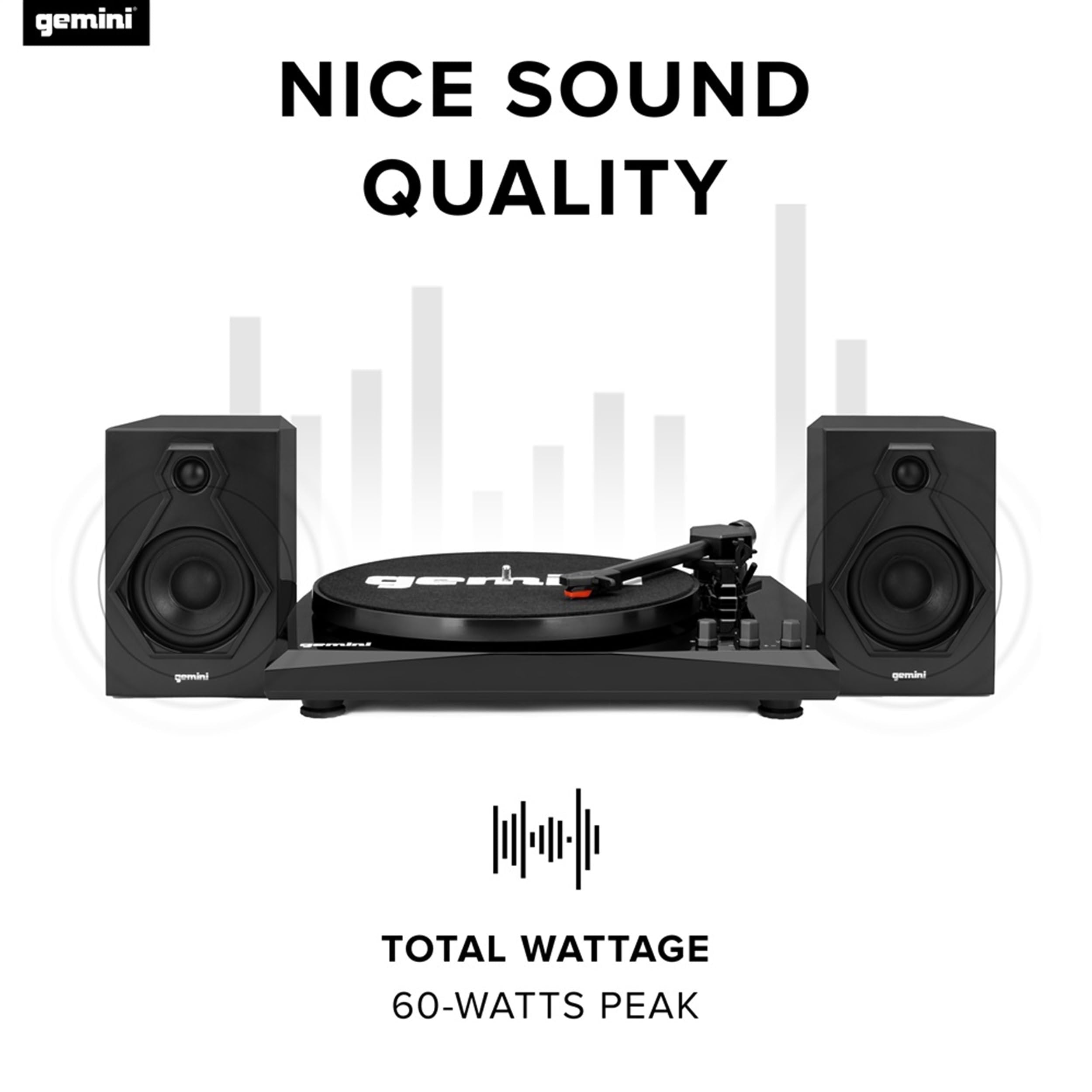 Gemini Sound TT-900 - Classic Black 3-Speed Turntable with Pitch Adjustment, Bluetooth Connectivity, and High-Fidelity Stereo Sound