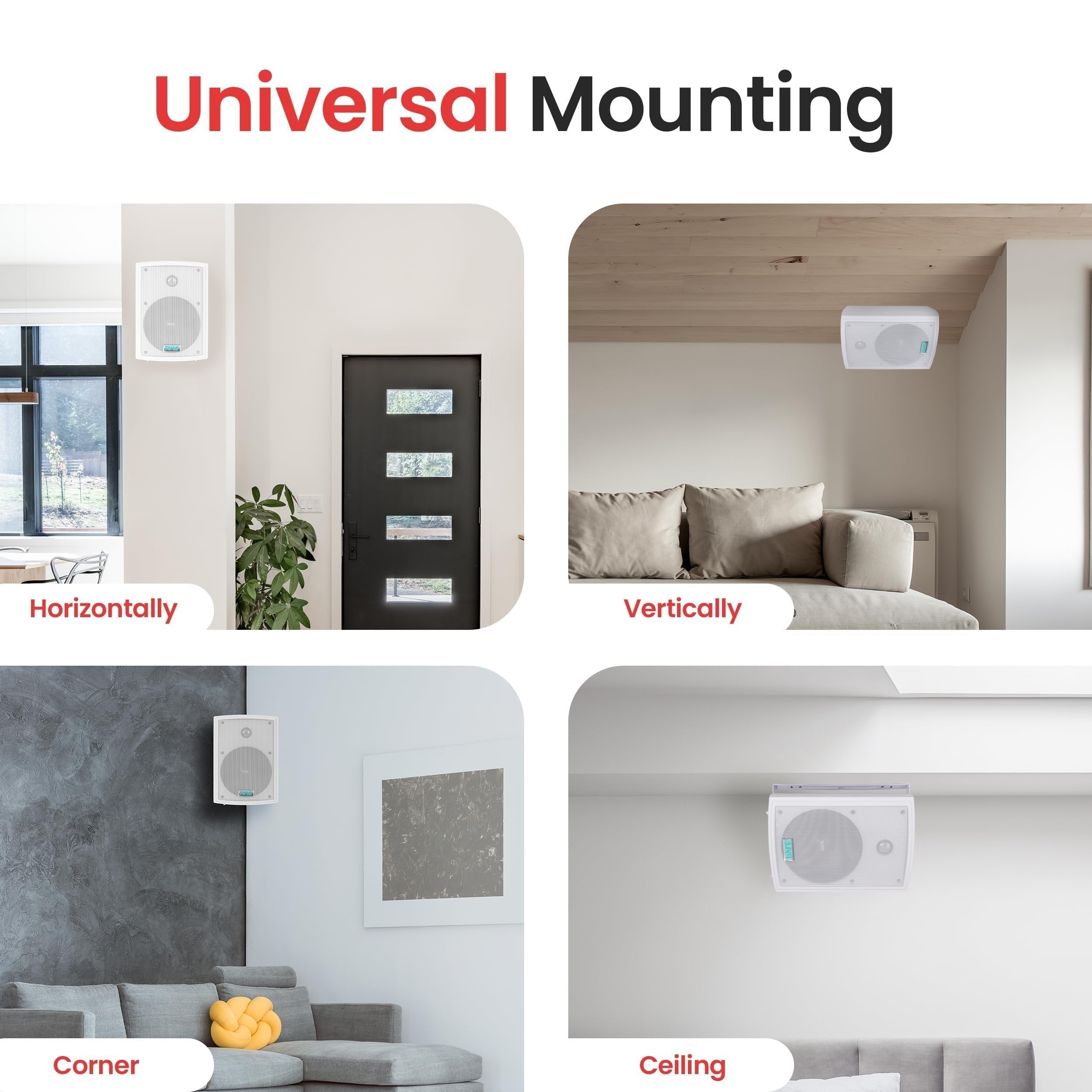 Pyle Home Pyle PDWR63 Dual Waterproof Outdoor Speaker System-6.5 Inch Pair of Weatherproof Wall or Ceiling Mounted White Speakers w/Heavy Duty Grill,Universal Mount-for Use in The Pool,Patio