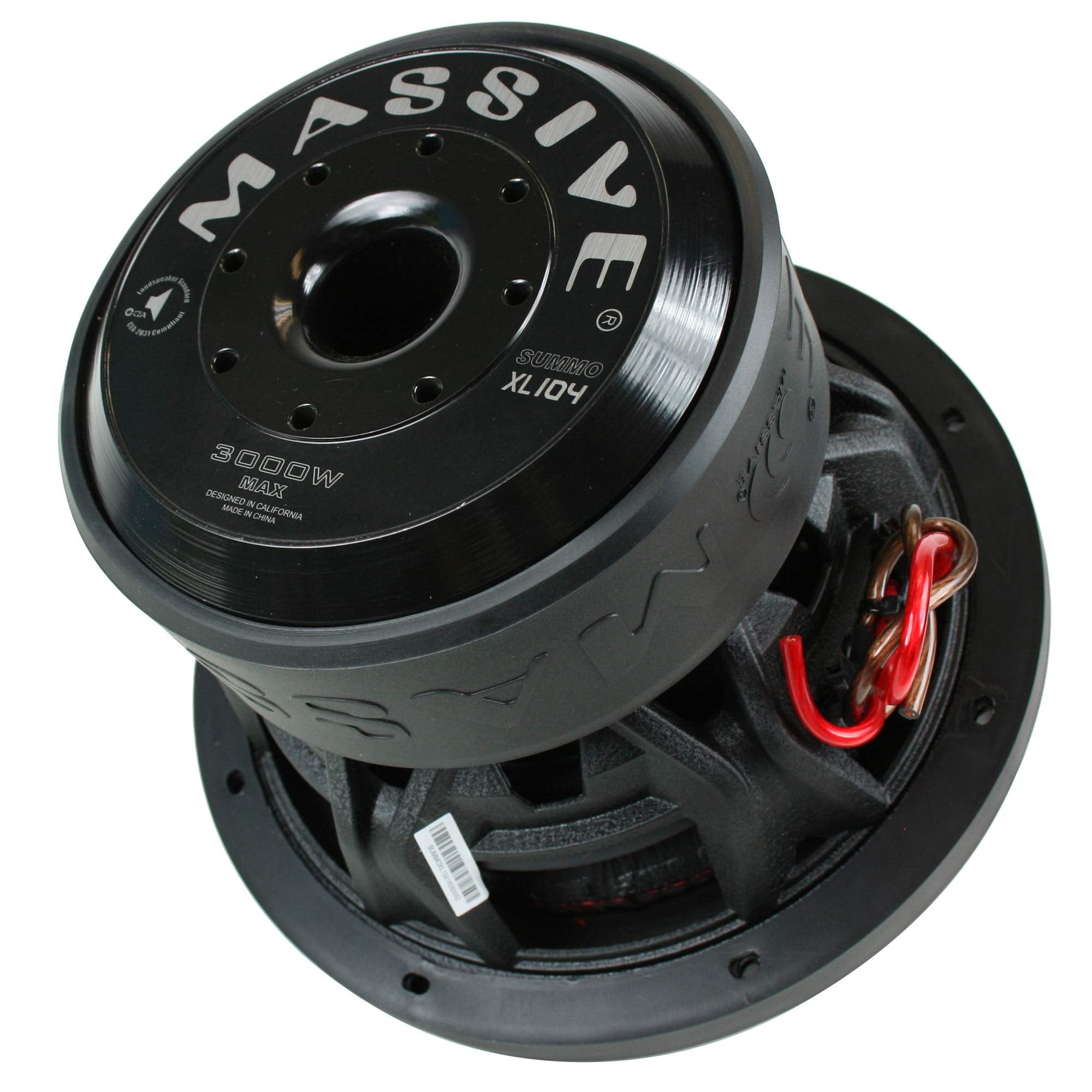 Massive Audio 10" 3000 Watt Subwoofer Dual 4 Ohm Competition SUMMOXL104