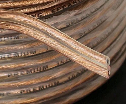 100-Foot Spool Premium Cable 2-Conductor with Red Color Coded Stripe 16 Gauge Stranded Speaker Hook Up Cable