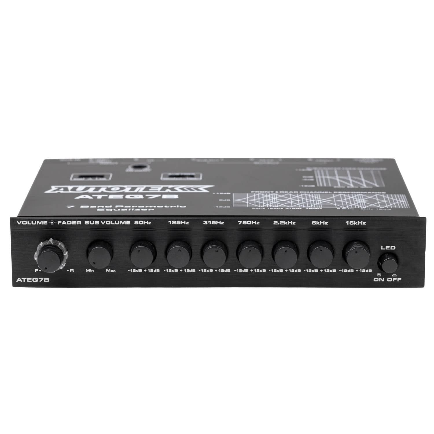 Autotek 7 BAND EQ WITH CROSSOVER, Black