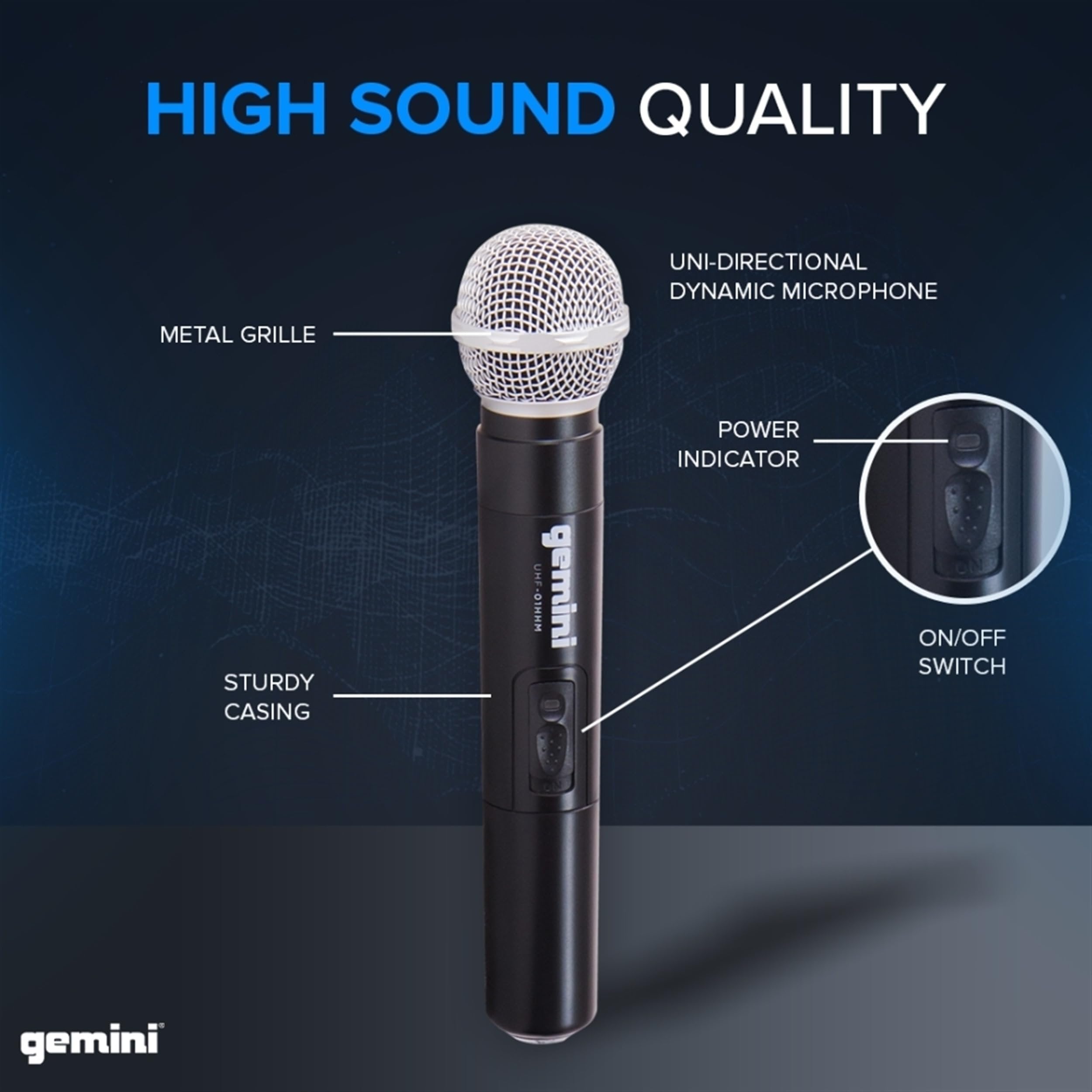 Gemini UHF-02 S34 Wireless Microphone System - Channels 3 & 4 - Versatile Cordless Mics for Podcasting and Events