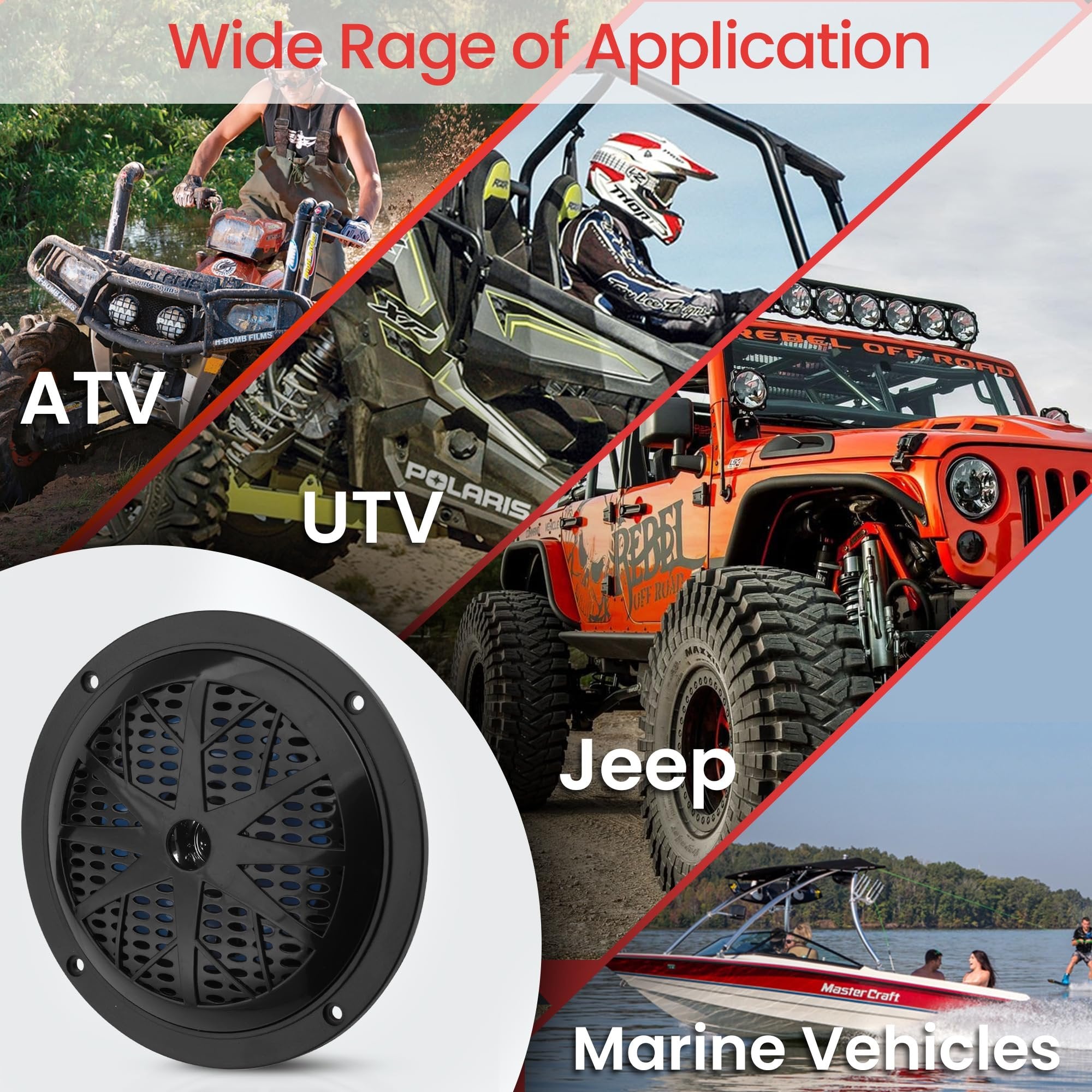 Pyle 5.25 Inch Dual Marine Speakers - 2 Way Waterproof and Weather Resistant Outdoor Audio Stereo Sound System with 100 Watt Power, Polypropylene Cone and Cloth Surround - 1 Pair - PLMR51B (Black)