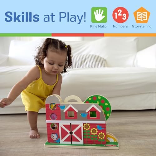 Melissa & Doug GO Tots Wooden Barnyard Tumble with 4 Disks - FSC Certified
