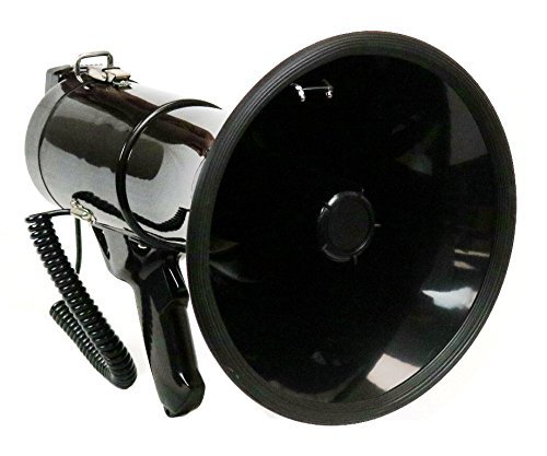 DEEJAY LED High Performance 13-1/2-in PA Megaphone with Hanging Mic, SD Card Play, Aux Input, USB Input, Siren, Recorder 50 Watt Output Max LED Status Indicator lights DEEJAY LED TBHMEGAPHONE
