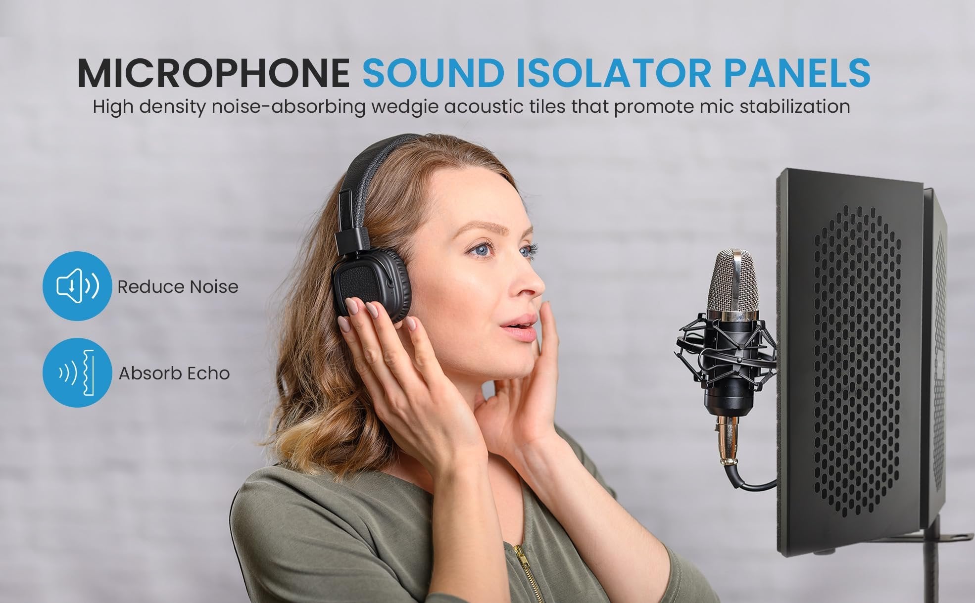 iDance Foldable Absorbent Microphone Isolation Shield, 3 Microphone Isolator Panels, Studio Recording Mic Vocal Isolation Shield, Foldable Sound Shield, Sound Isolator Panels for Recording