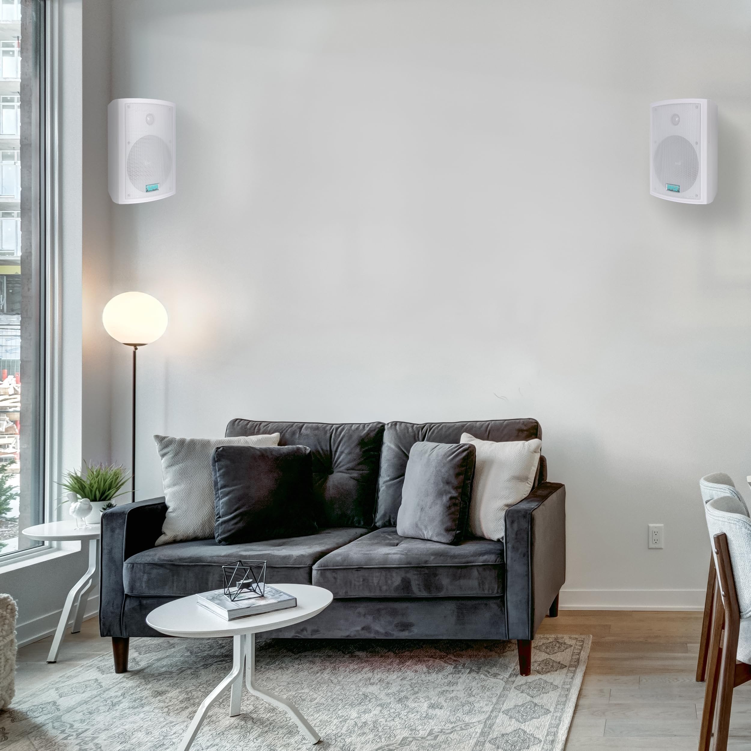 Pyle Home Pyle PDWR63 Dual Waterproof Outdoor Speaker System-6.5 Inch Pair of Weatherproof Wall or Ceiling Mounted White Speakers w/Heavy Duty Grill,Universal Mount-for Use in The Pool,Patio