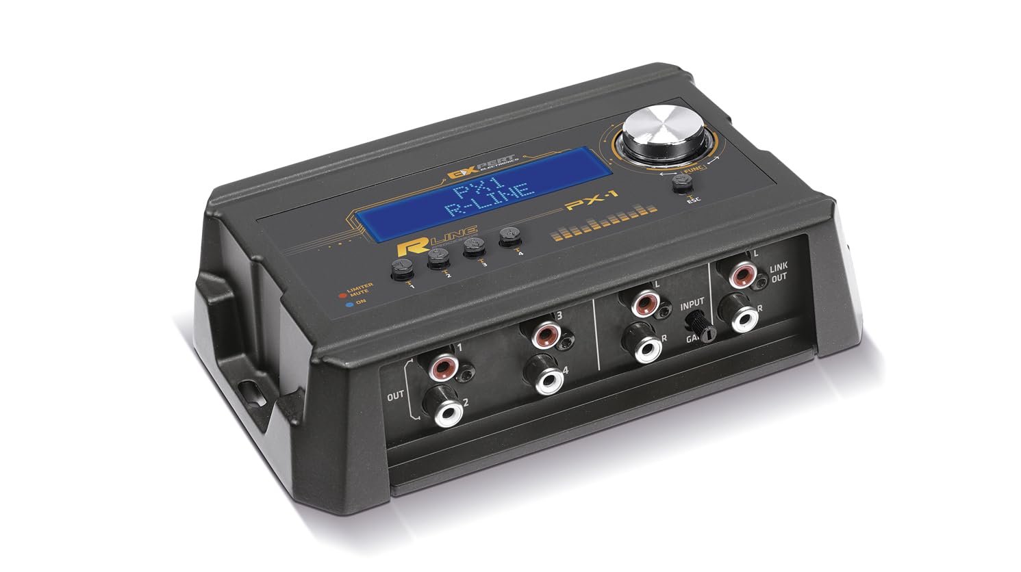 Expert PX1R 4 Channels 2 Digital Inputs Signal Processor DSP BT Equalizer Car Audio Systems Preset with All Settings Mute Phase Limiter Gain Delay Reset