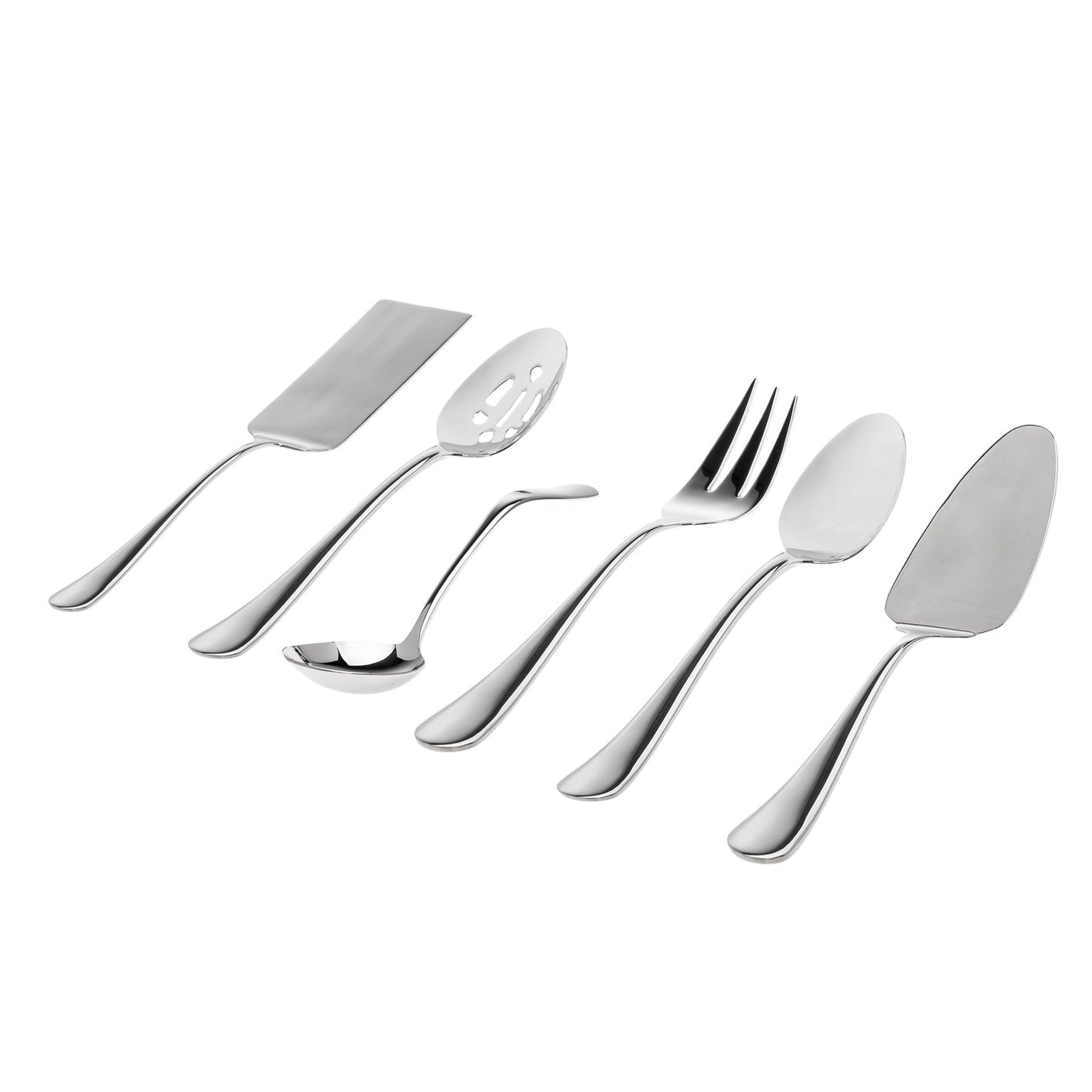Godinger Kitchen Serving Set, Kitchenware Set, 1 Serving Spoon, Serving Fork, Slotted Serving Spoon, Pie Server, Spatula & Gravy Ladle 18/0 Stainless Steel, 6 Piece Set