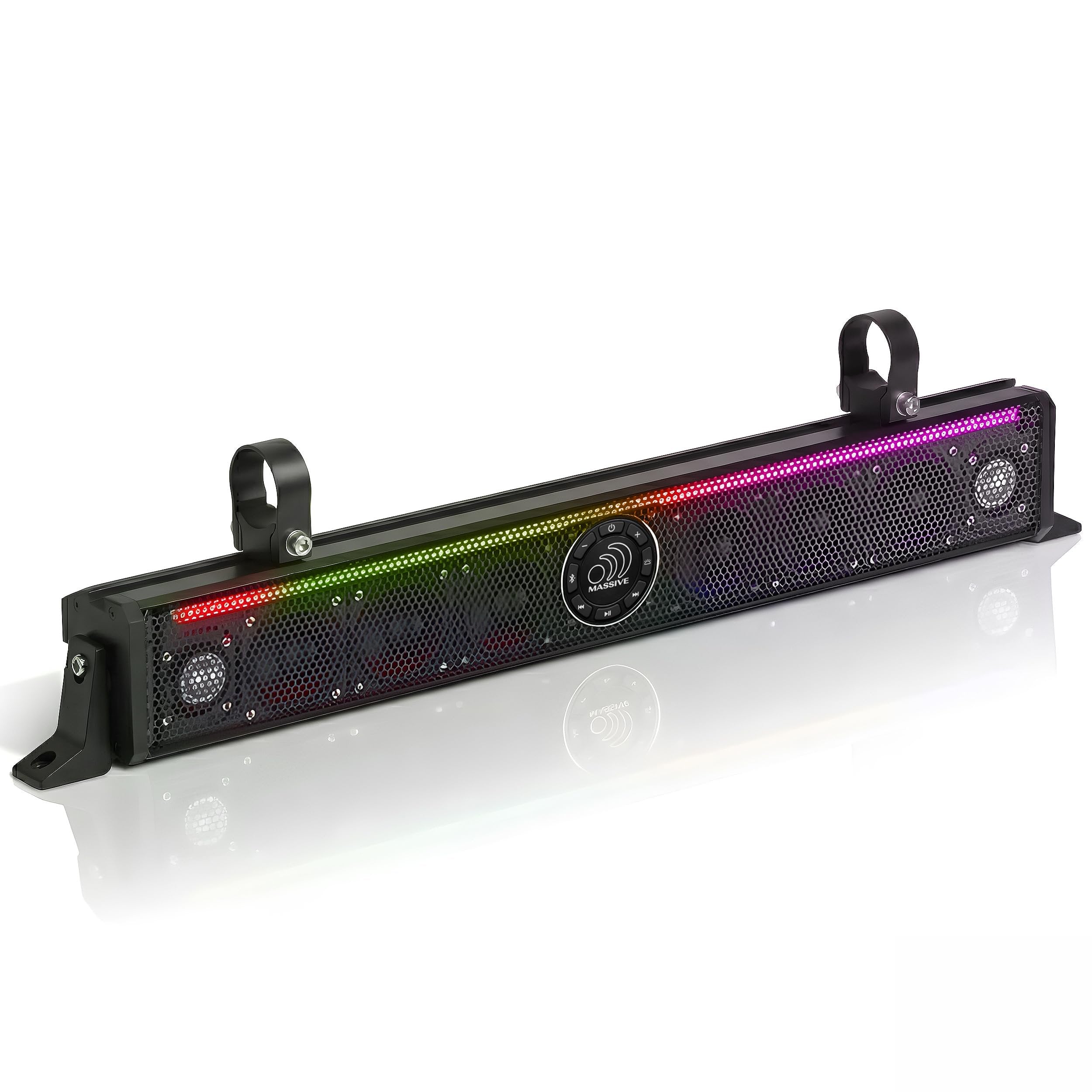 Massive Audio T8SB 8-Speaker 30" UTV Soundbar, 400W Marine Sound Bar for UTV, ATV, Golf Cart, IP65 Waterproof Outdoor Sound Bar with RGB LED Lighting and Universal Mounting for 1.75" to 2" Roll Cages