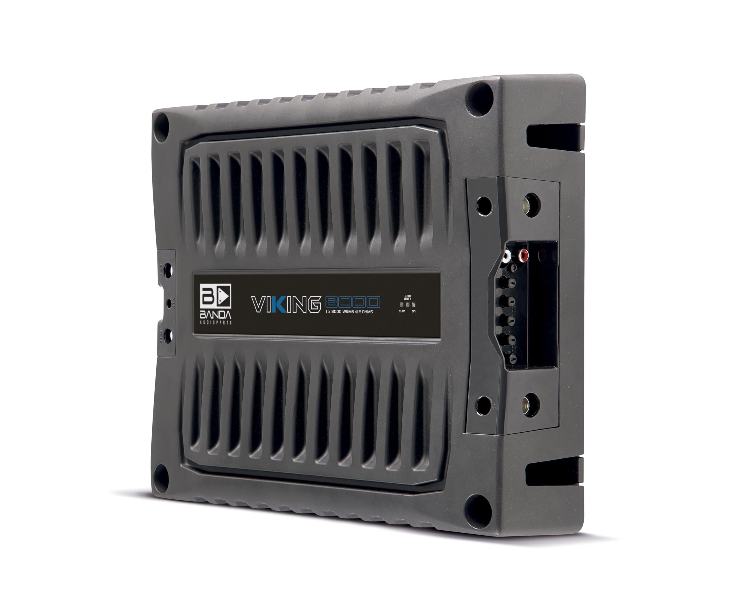 Banda VIK8000.2BK Car Amplifier Audio Speaker 2-Ohms Full Range New Viking 8000 Watts Rms LED Indicator Sound Specialization Aluminum Chassis - Black