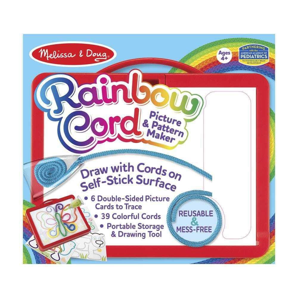Melissa & Doug Rainbow Cord Picture & Pattern Maker Draw with Cords – 39 Cords, 6 Double-Sided Cards to Trace