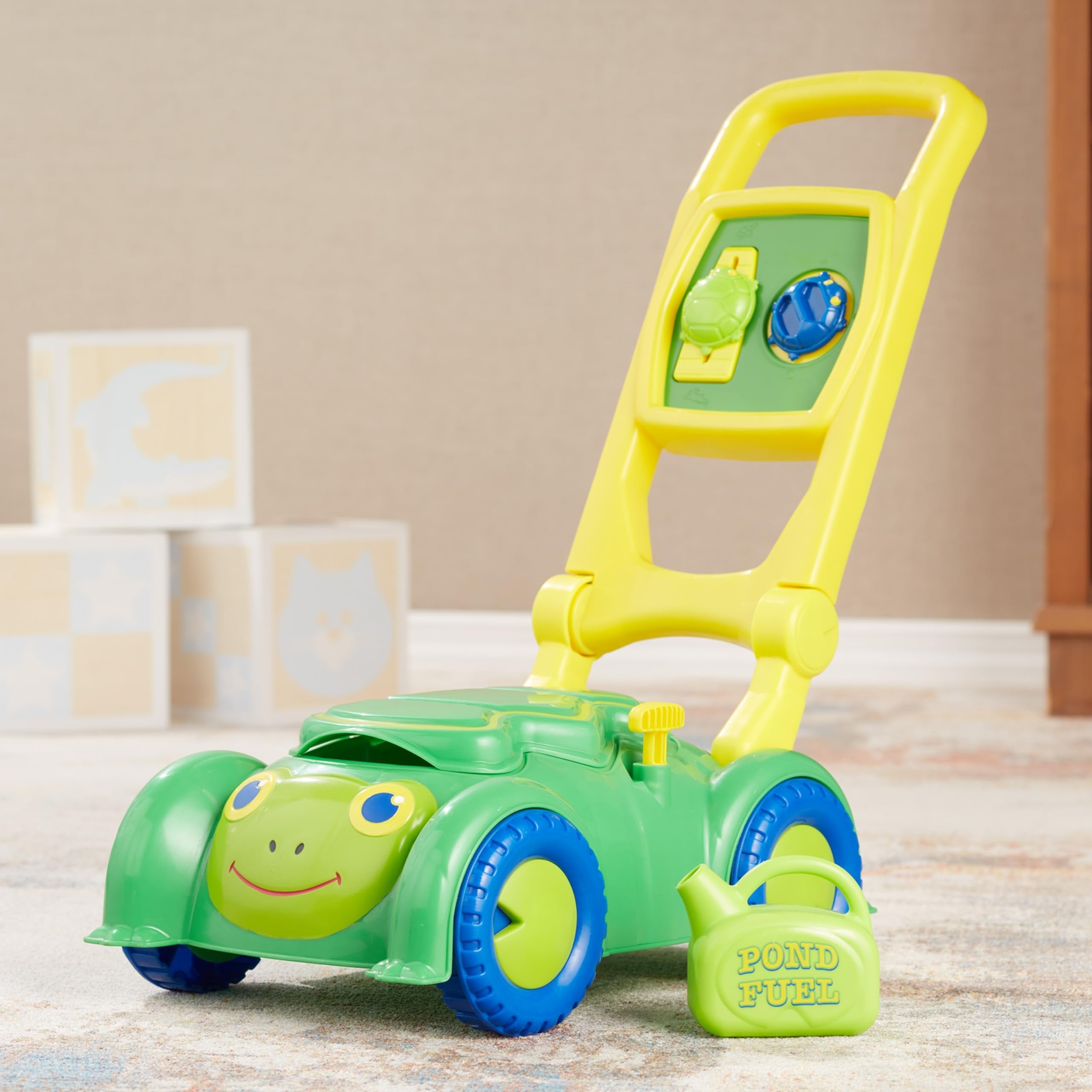 Melissa & Doug Sunny Patch Snappy Turtle Lawn Mower - Pretend Play Toy for Kids