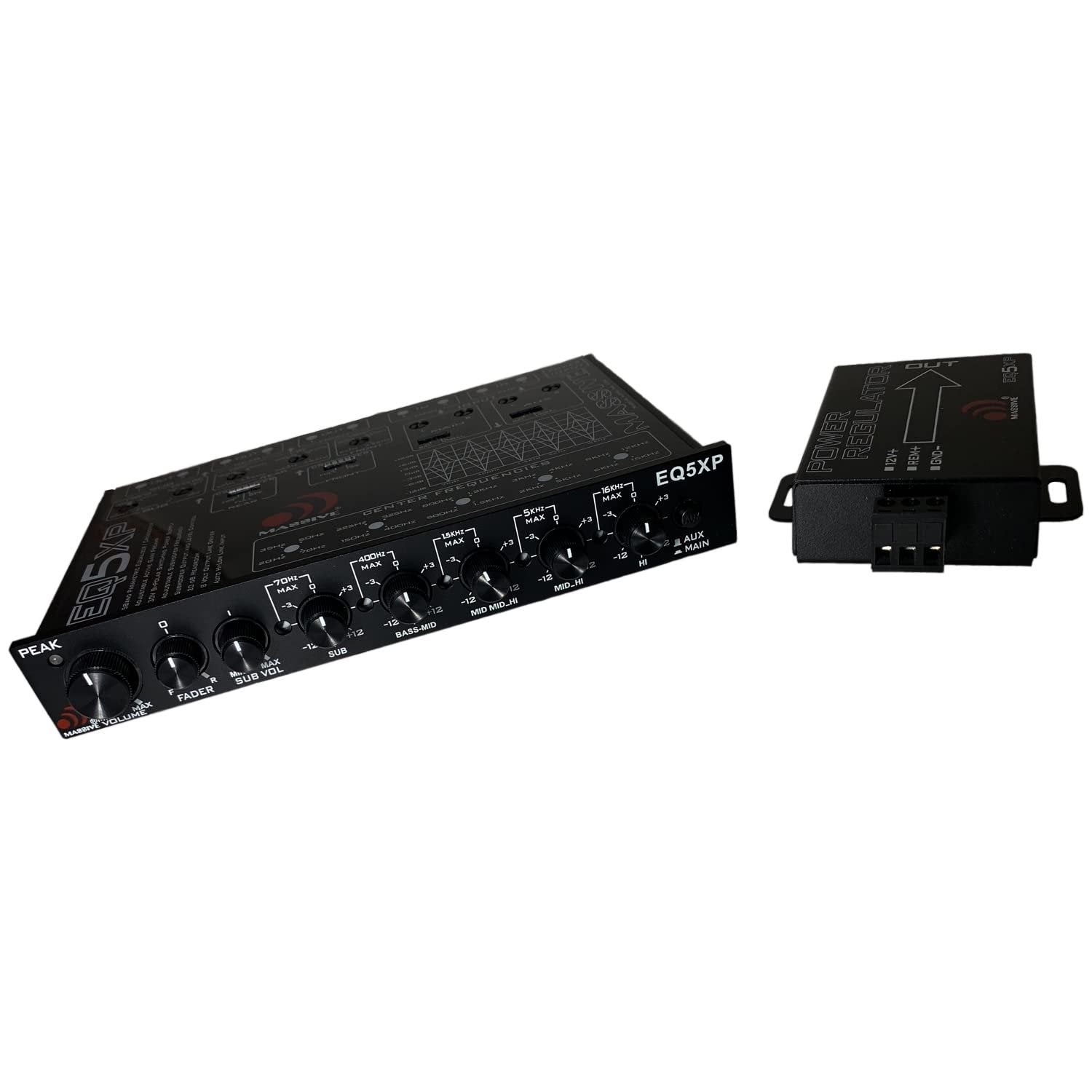 Massive Audio EQ5XP - 5 Band Car Audio Parametric Equalizer and Crossover with Active Front Stage, 6 Channel Output for Quick subwoofer Control and a bandpass Crossover for Your Rear Channels