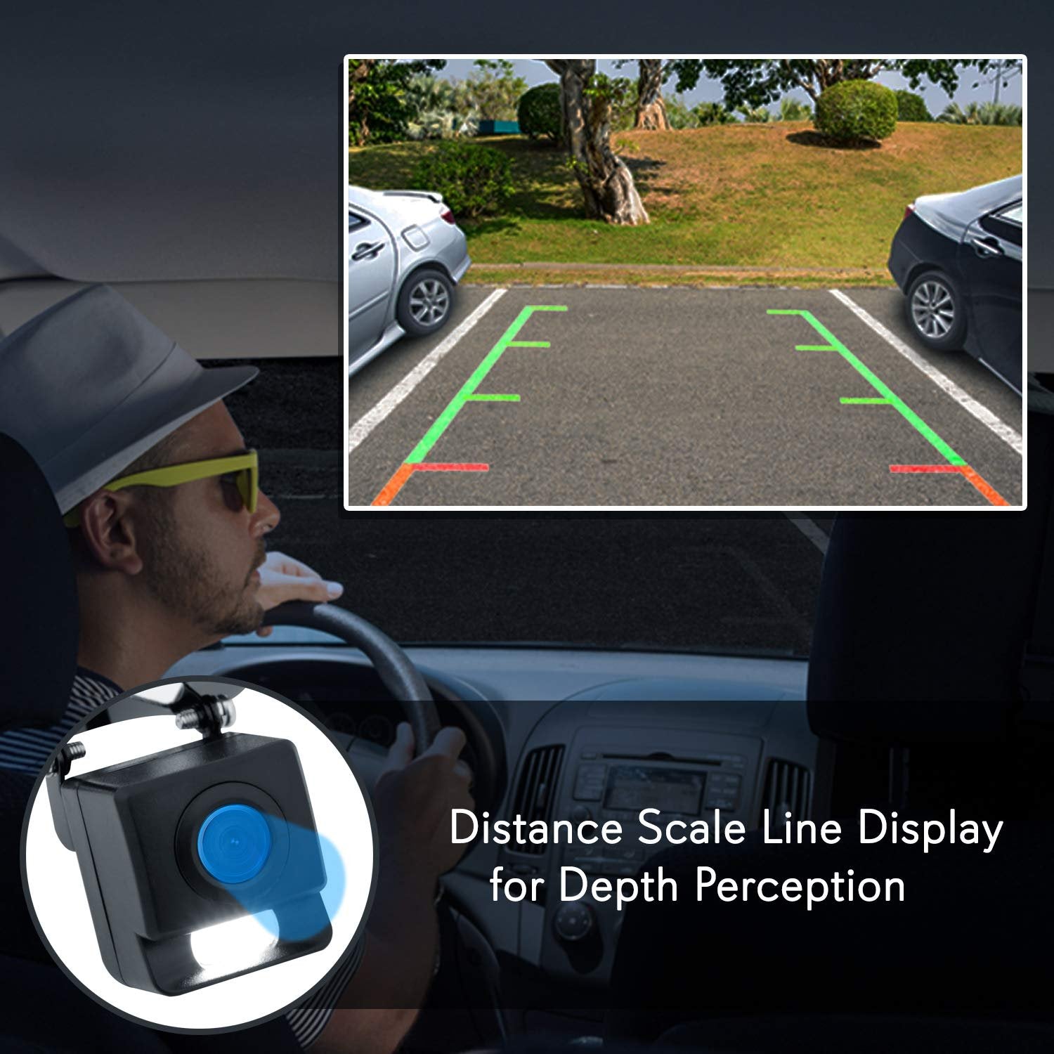 Pyle Rearview Back-Up Camera - Parking Reverse Cam with Distance Scale Line Display, Night Vision, Waterproof, PLCM11