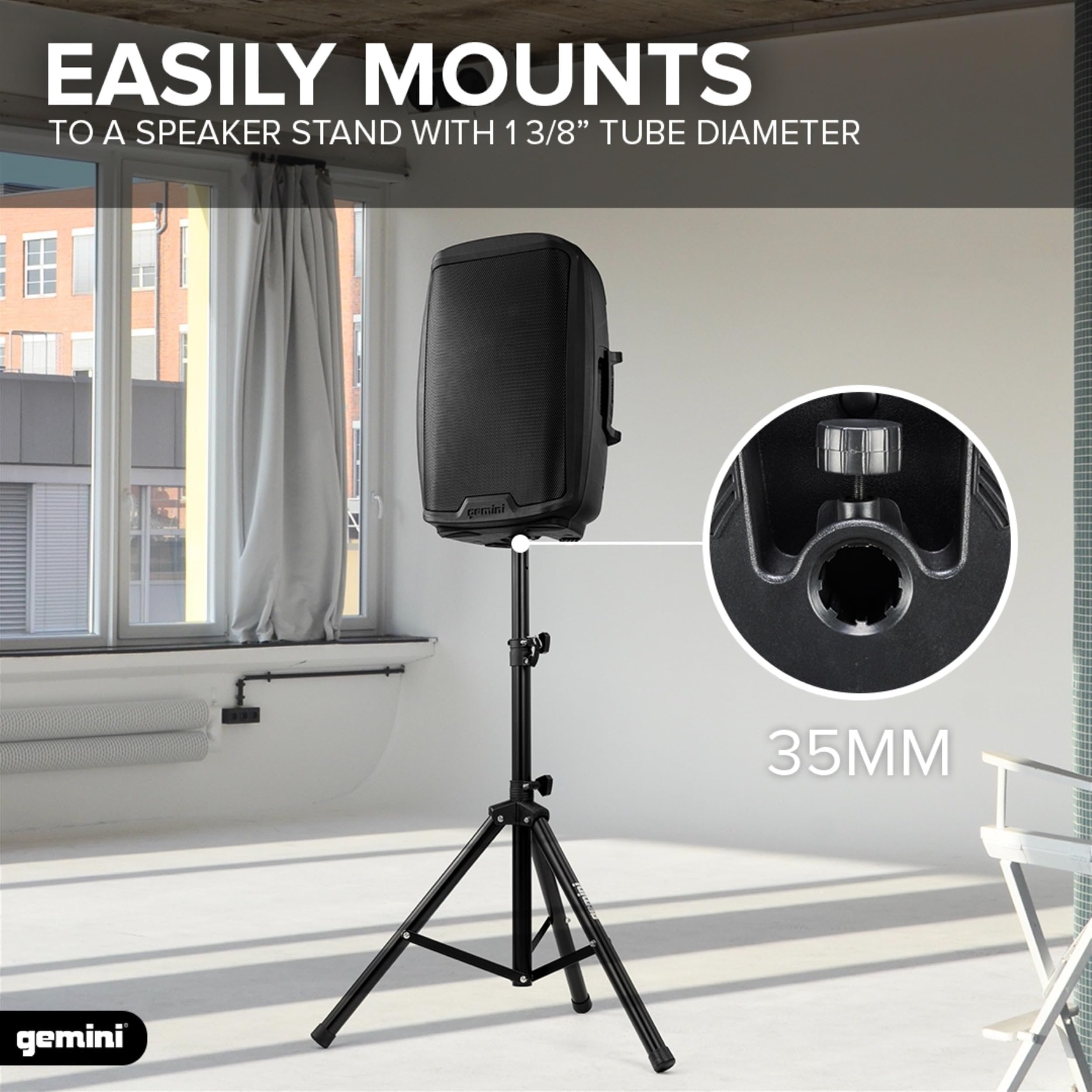 Gemini Sound AS-2115BT Active 15 Inch Woofer 2000 Watt DJ Monitor Powered Amplified PA Speakers System with Bluetooth, Wireless Stereo Pairing, Onboard 2 Channel Mixer Handles and Portable Fly Points