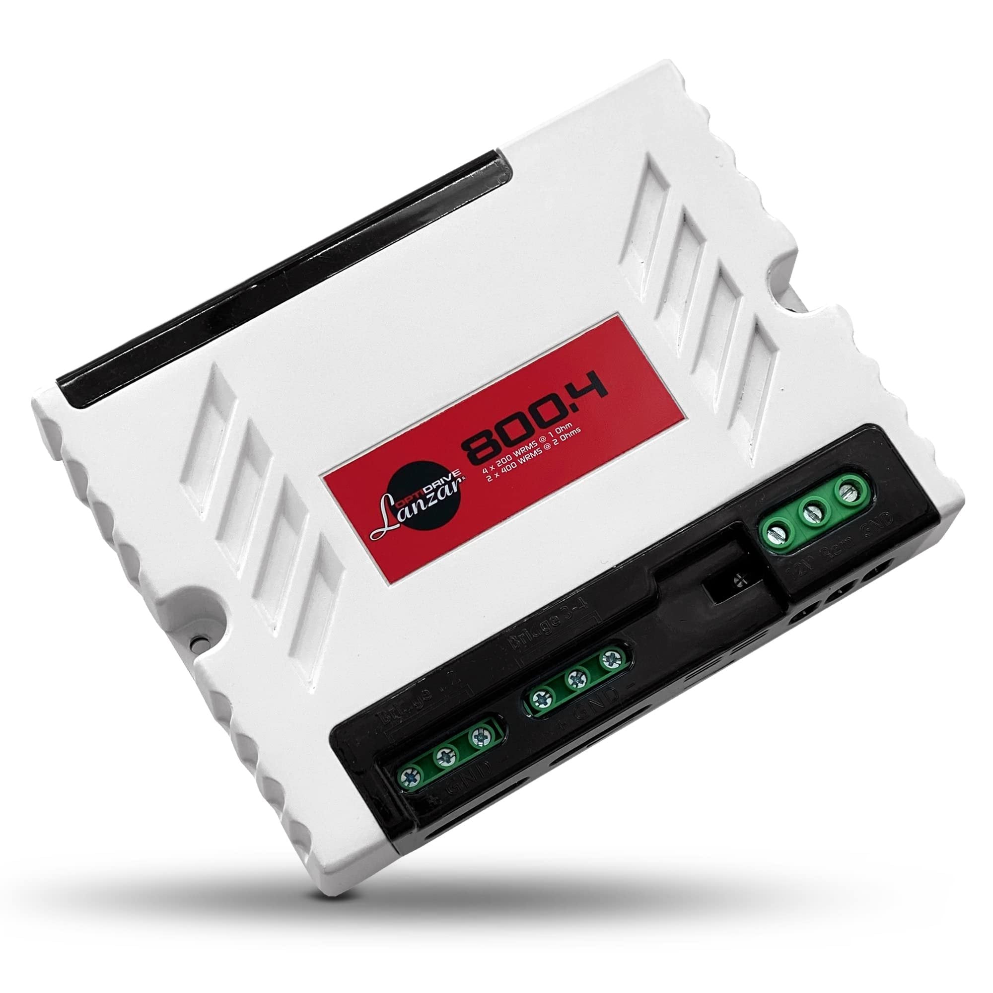 Jovial Four Channel Car Audio Mono Amplifier, 4x200 Watt Max @ 1 Ohm High-Powered Mono Car Amplifier with with Adjustable Bass Boost High Pass Filter and Low Pass Filter, Cooling Fans, White