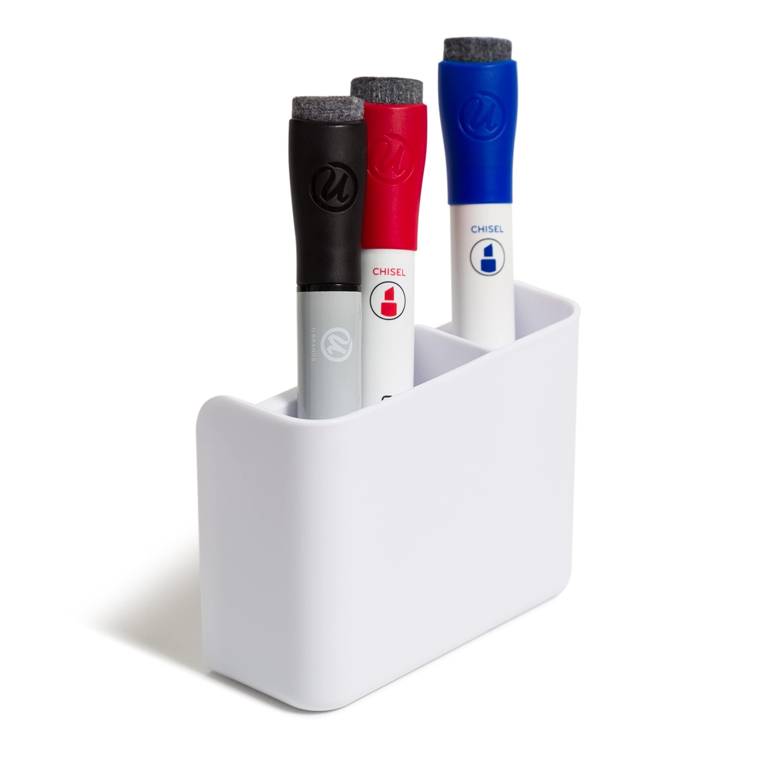 U Brands High Strength Magnetic Utility Cup for Glass Boards and Easels, White, 1 Count