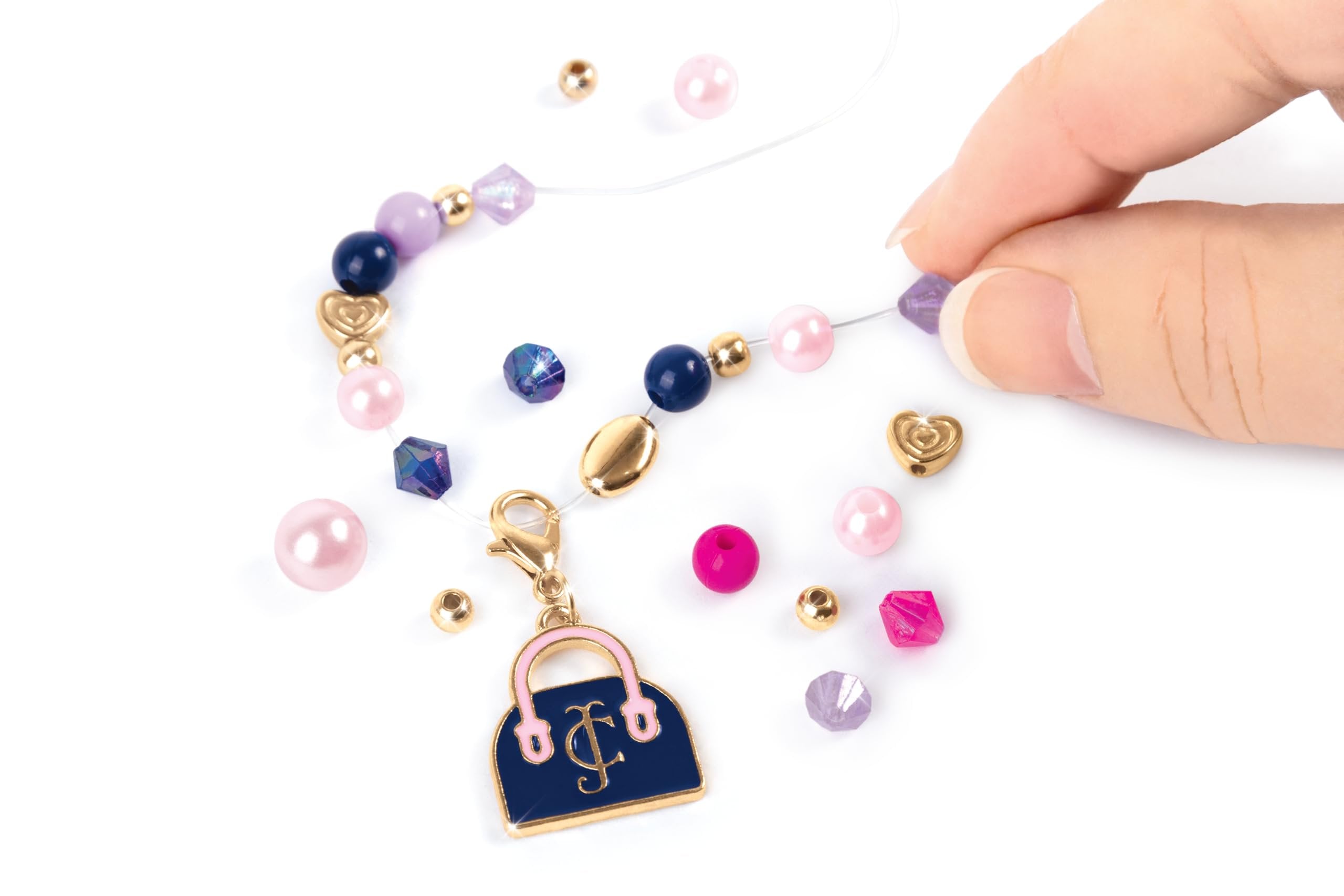 Make It Real: Juicy Couture - Dazzle & Display DIY Bracelets - 261pc Kit, Pink Jewelry Stand, Create 13 Chic Charm Bracelets, Tweens-Girls-Kids 8+
