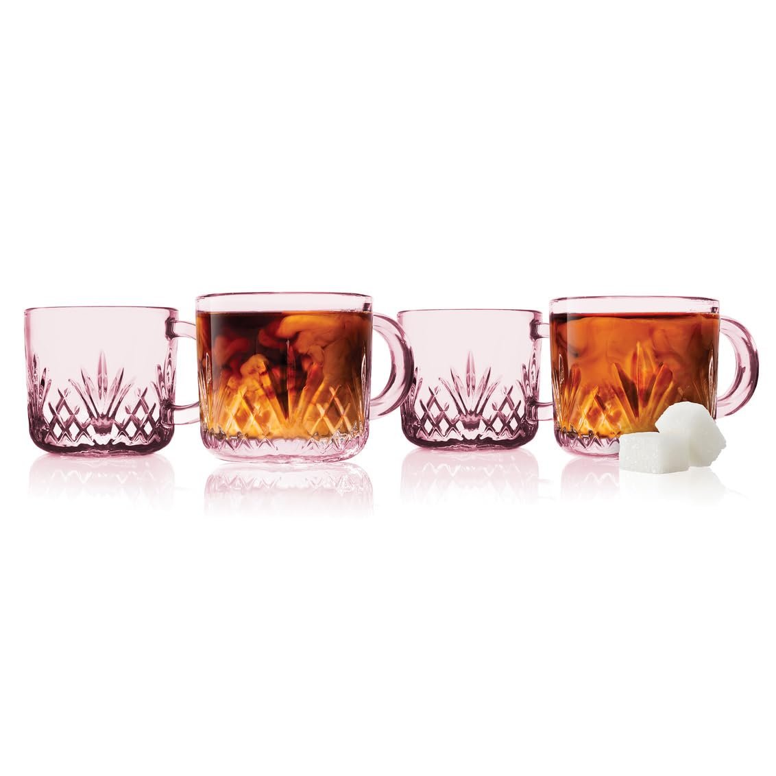 Godinger Espresso Mug Set. Dublin Mug, Coffee Cups -3.5oz Perfect for Morning Coffee,Ideal Gift for Coffee Lovers, Pink Set of 4