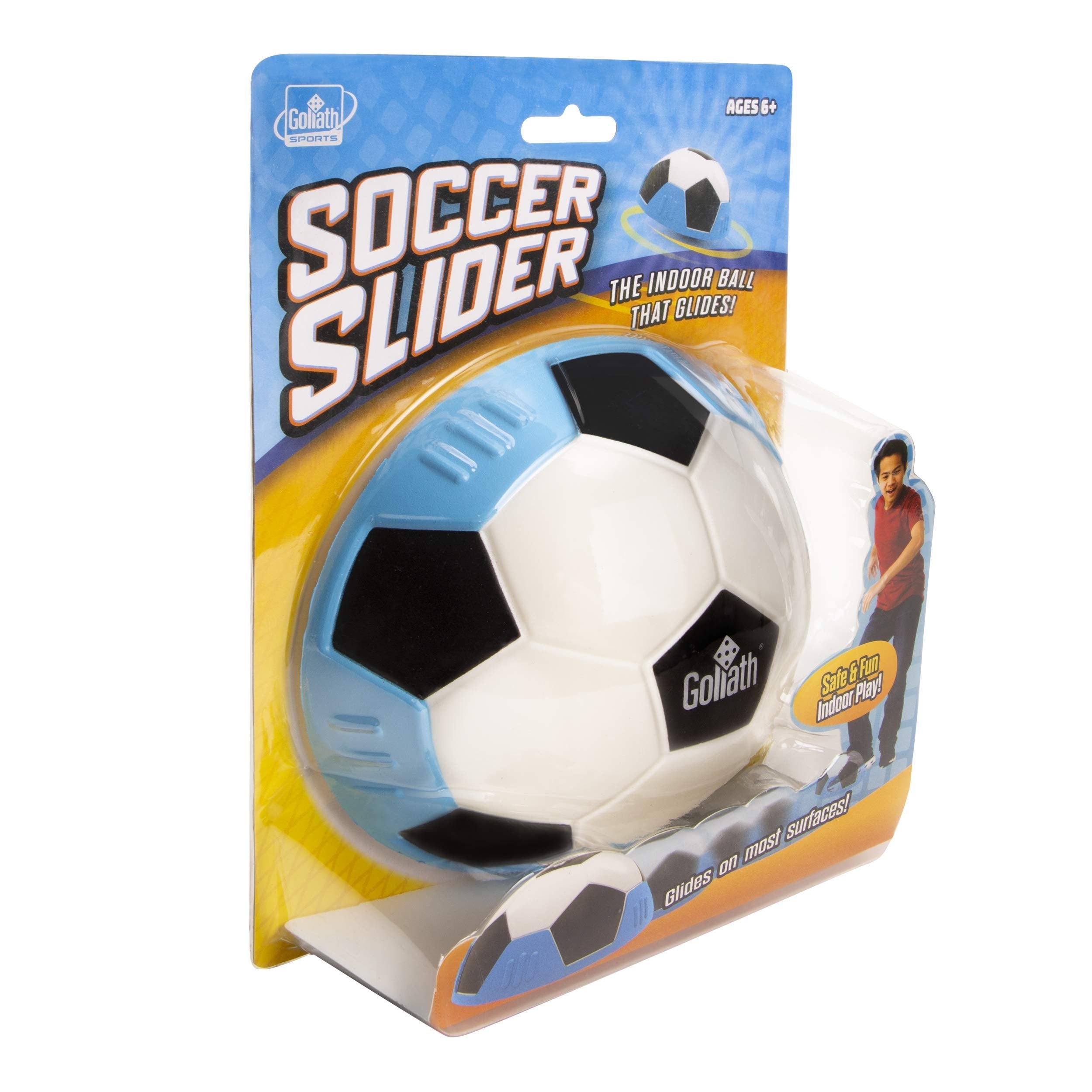 Goliath Sports Soccer Slider Soft Soccer Ball Shaped Foam Slider Effortlessly Glides Over Smooth Surfaces - for Indoor Game Play, Blue
