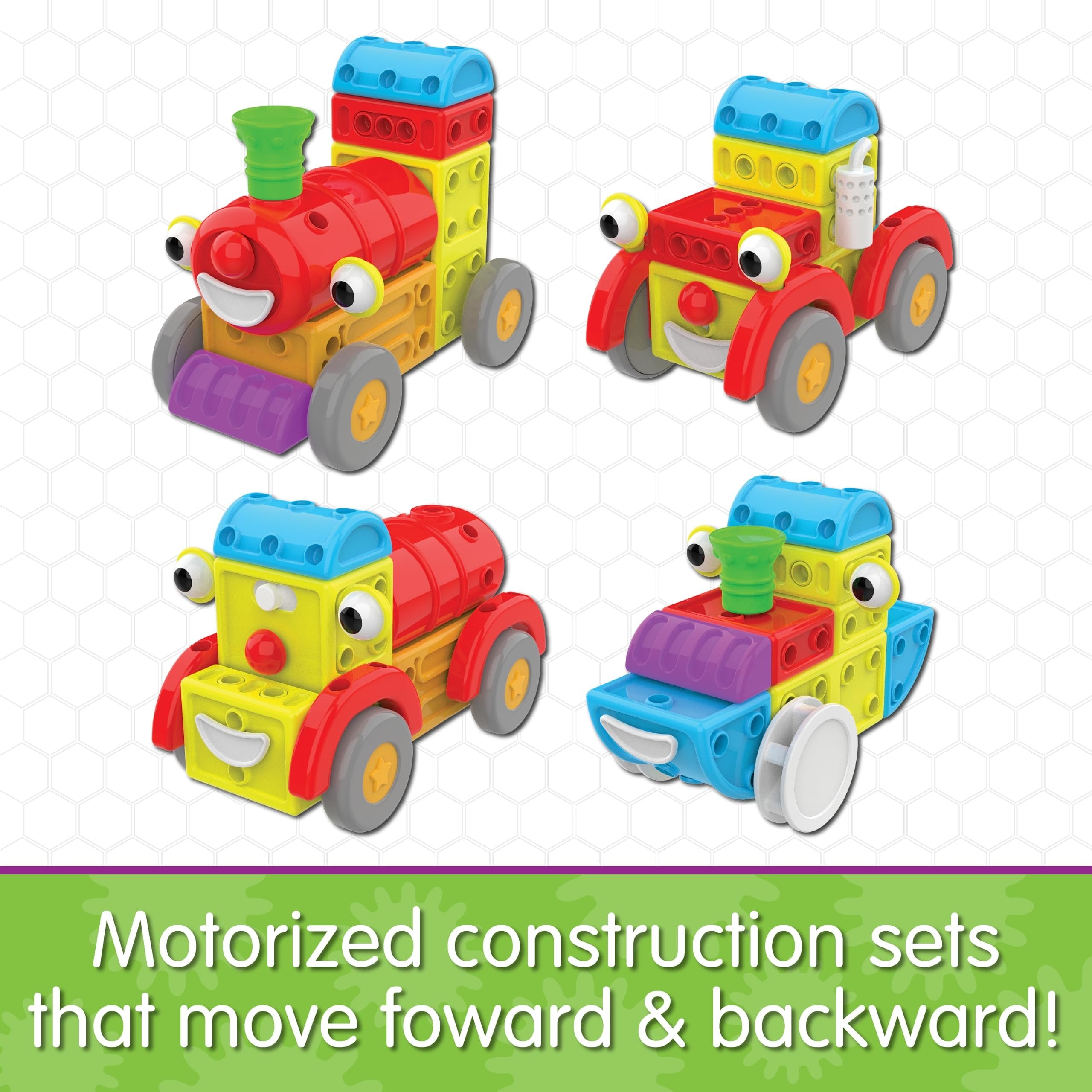 The Learning Journey: Techno Kids 4-in-1 Around Town - Kids Moblie Vehicles Construction Combo Set - Interlocking - Interchangeable STEM Toy Gear Sets for Children Preschool- Ages 3 Years and Up
