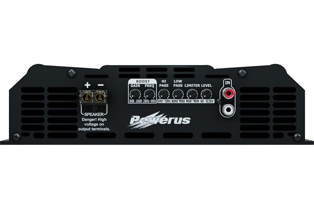 POWERUS2500.2 Car Amplifier Class D 2-Ohm 2500 Watts RMS Mono Amp Speaker Automatic Audio Limiter Advanced Protection Circuits - PW2500