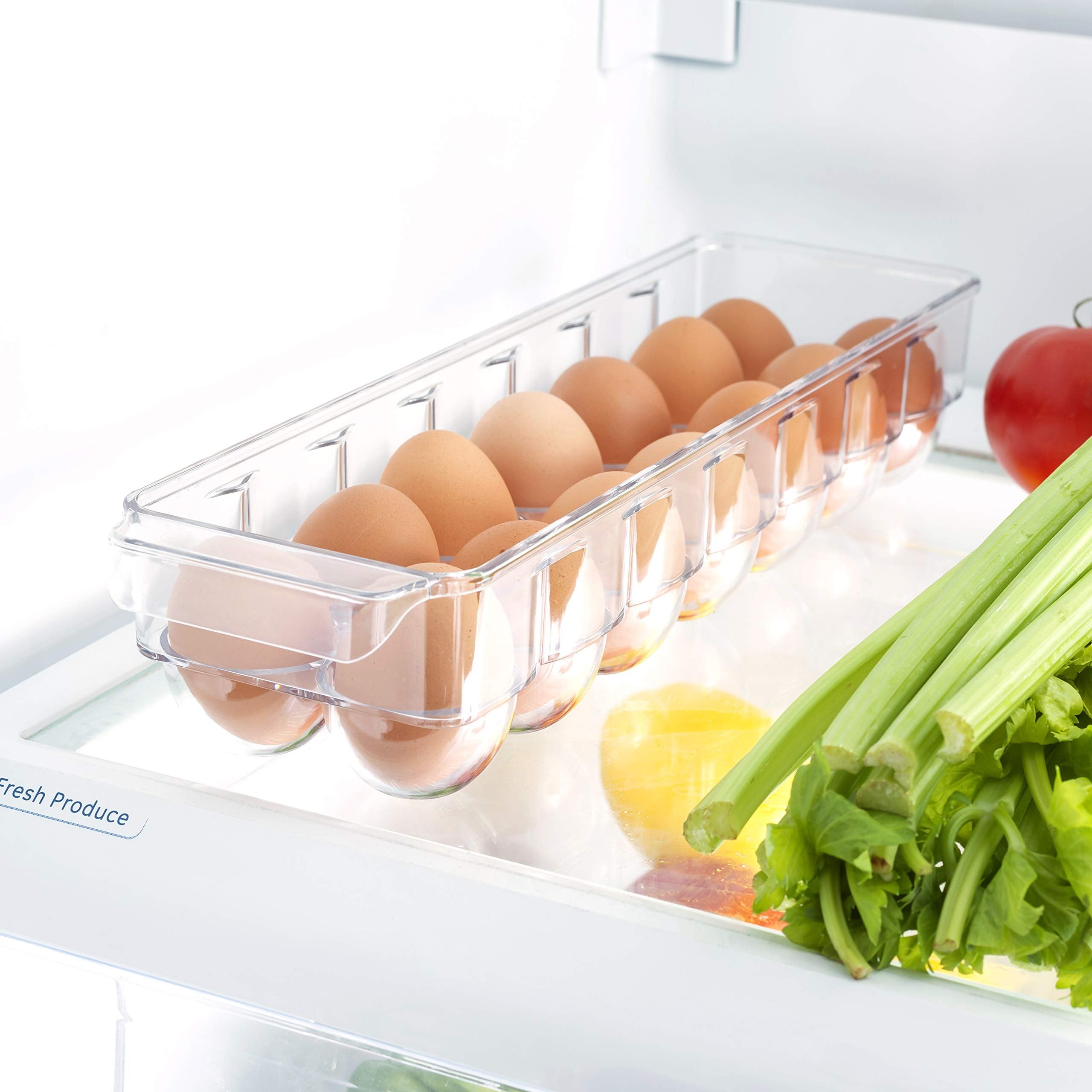 Home Basics Transparent Egg Holder with Clear Cover Durable Plastic Bin for Convenient Fridge and Pantry Organization | Ideal for Keeping Eggs Fresh and Neatly Organized