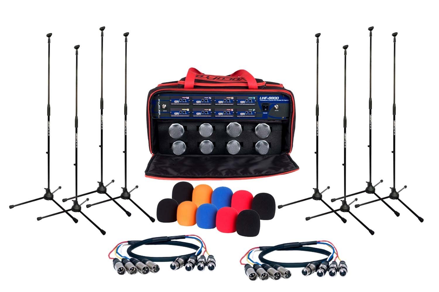 VocoPro 8 Channel UHF Wireless Mic System with M, Black (UHF8800XL)