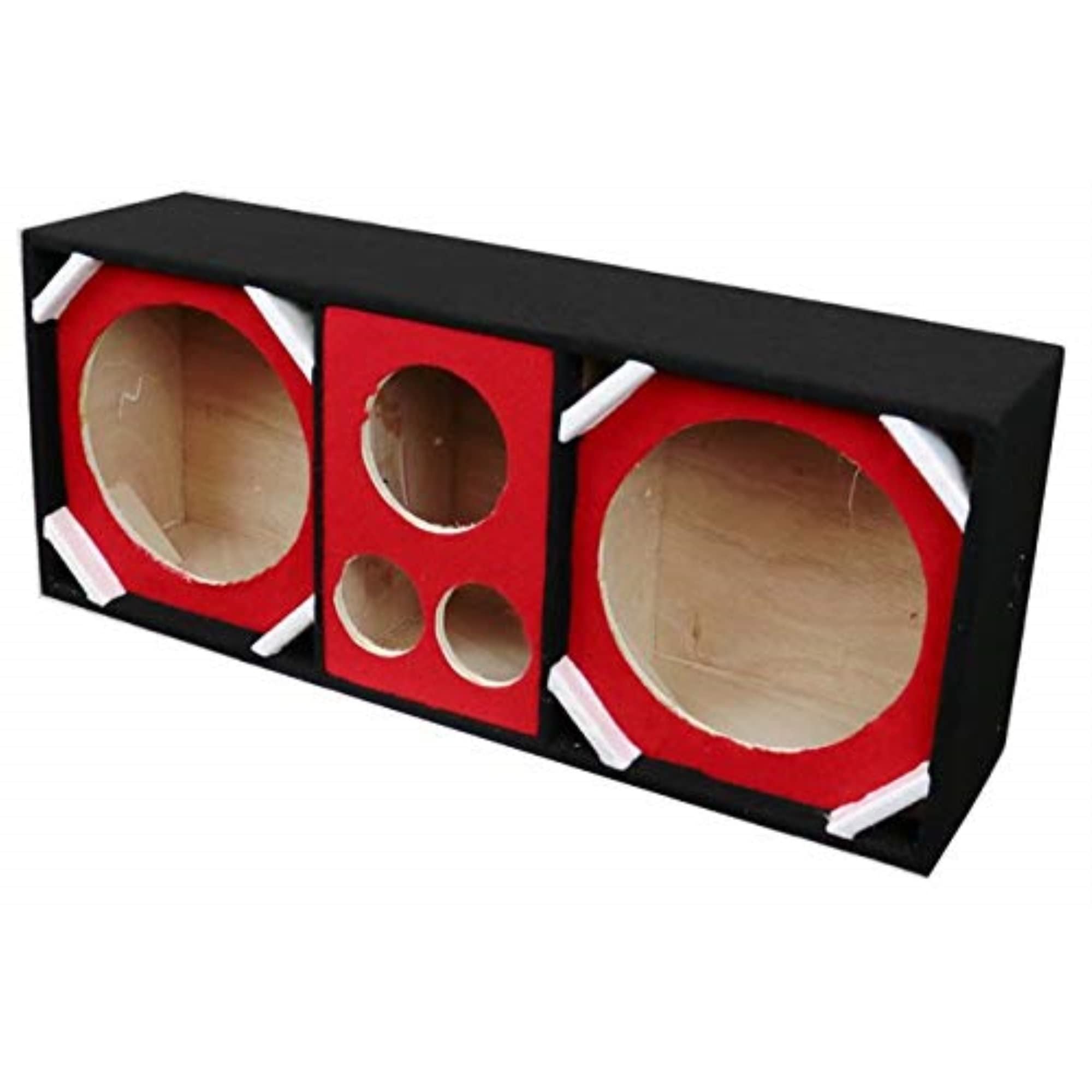 Deejay LED Two 12in Woofers Plus Two Tweeters and O, Black, (D12T2H1RED)