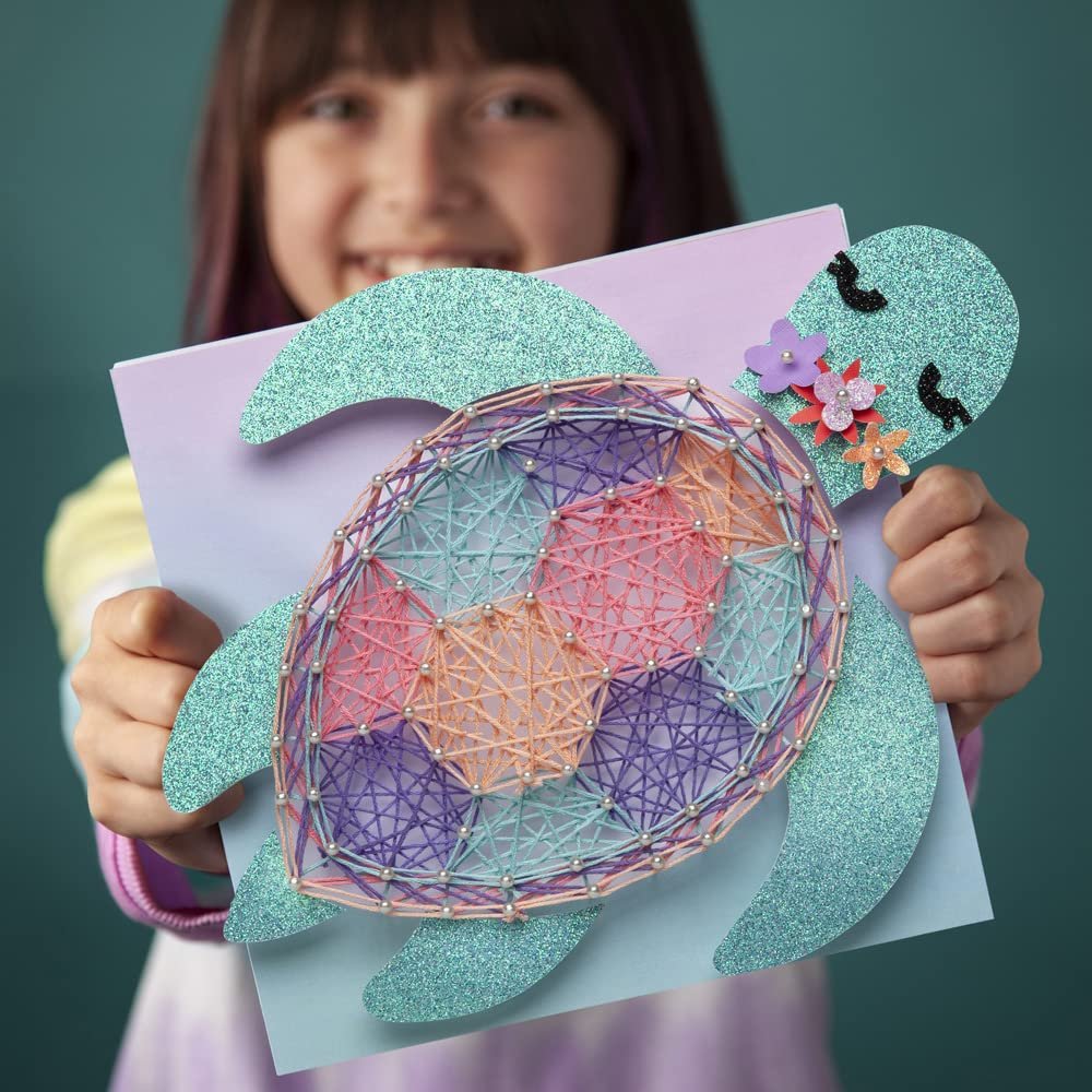 Craft-tastic — String Art Sea Turtle for 2 Fun Craft Projects — Sea Turtle and Hibiscus Flower — Ages 10+