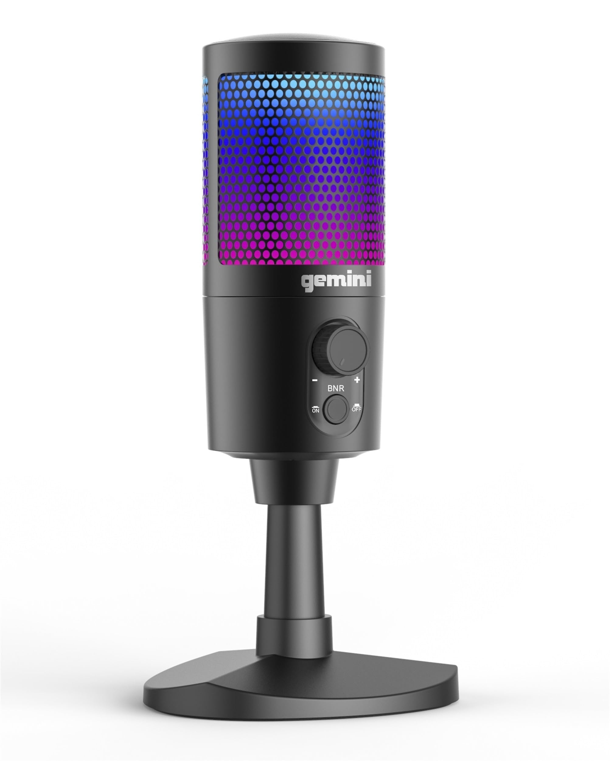 Gemini Sound GSM100USB PC Computer USB Condenser Microphone with RGB LED Lights Headphone Jack Volume and Background Noise Reduction Controls for Live Streaming Podcasting Chat Gaming Twitch Zoom