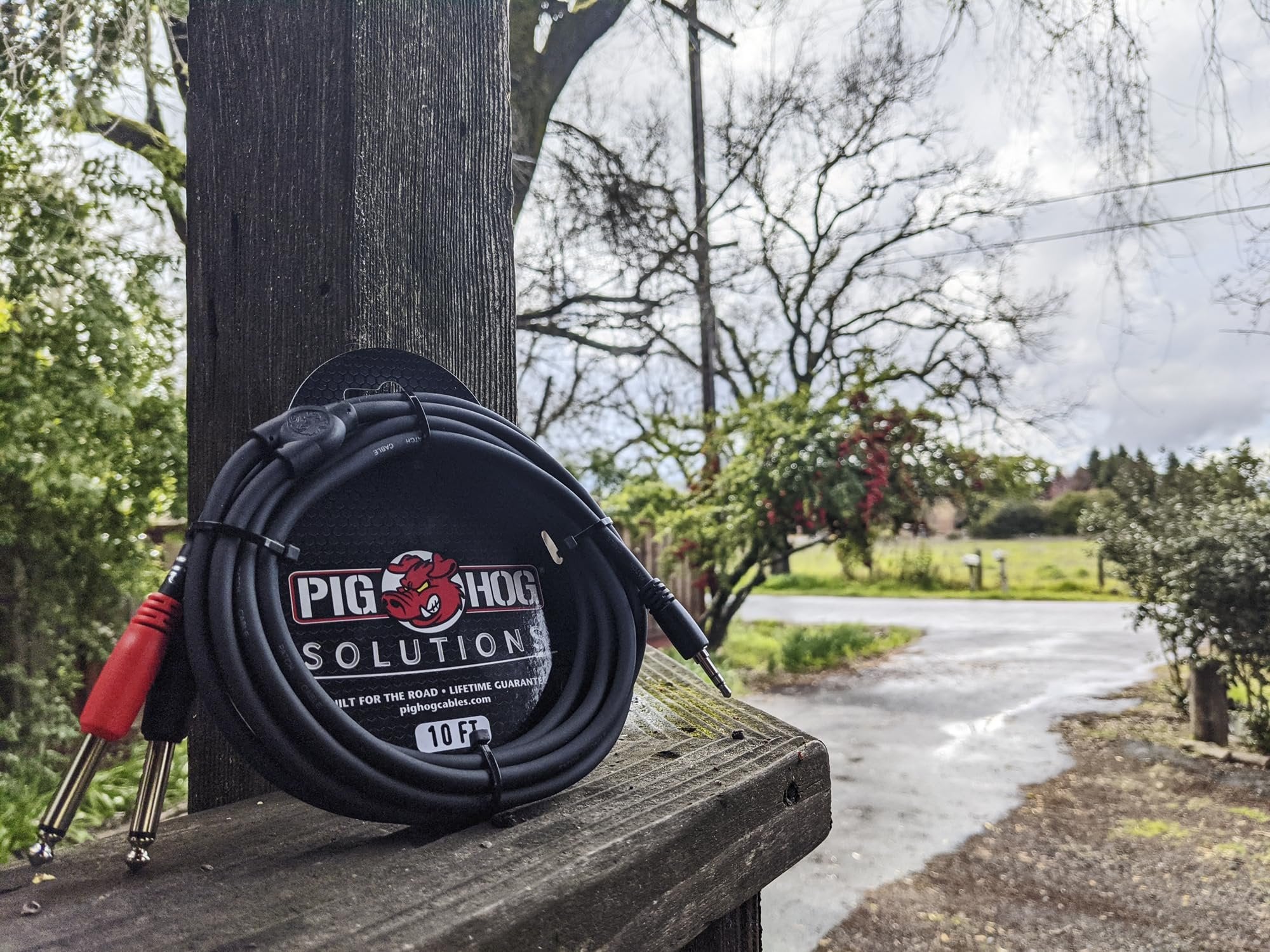 Pig Hog PB-S3410 3.5 mm Stereo to Dual 1/4" Mono (Male) Stereo Breakout Cable, 10 Feet