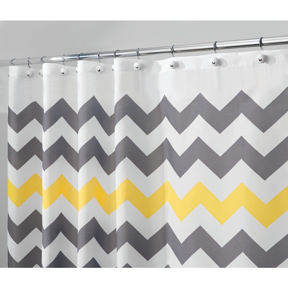 iDesign Chevron Stall Size Fabric Bathroom Shower Curtain - 54" x 78", Gray/Yellow