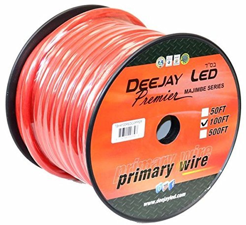 Four Gauge Thick Type Power Cable 100 Foot Length On Spool Red Pure Copper Stranded Power Cable CCA All Purpose Power Cable Stranded Wire Style With Thick Red Outer Jacket DEEJAY LED TBH4100REDCOPPER
