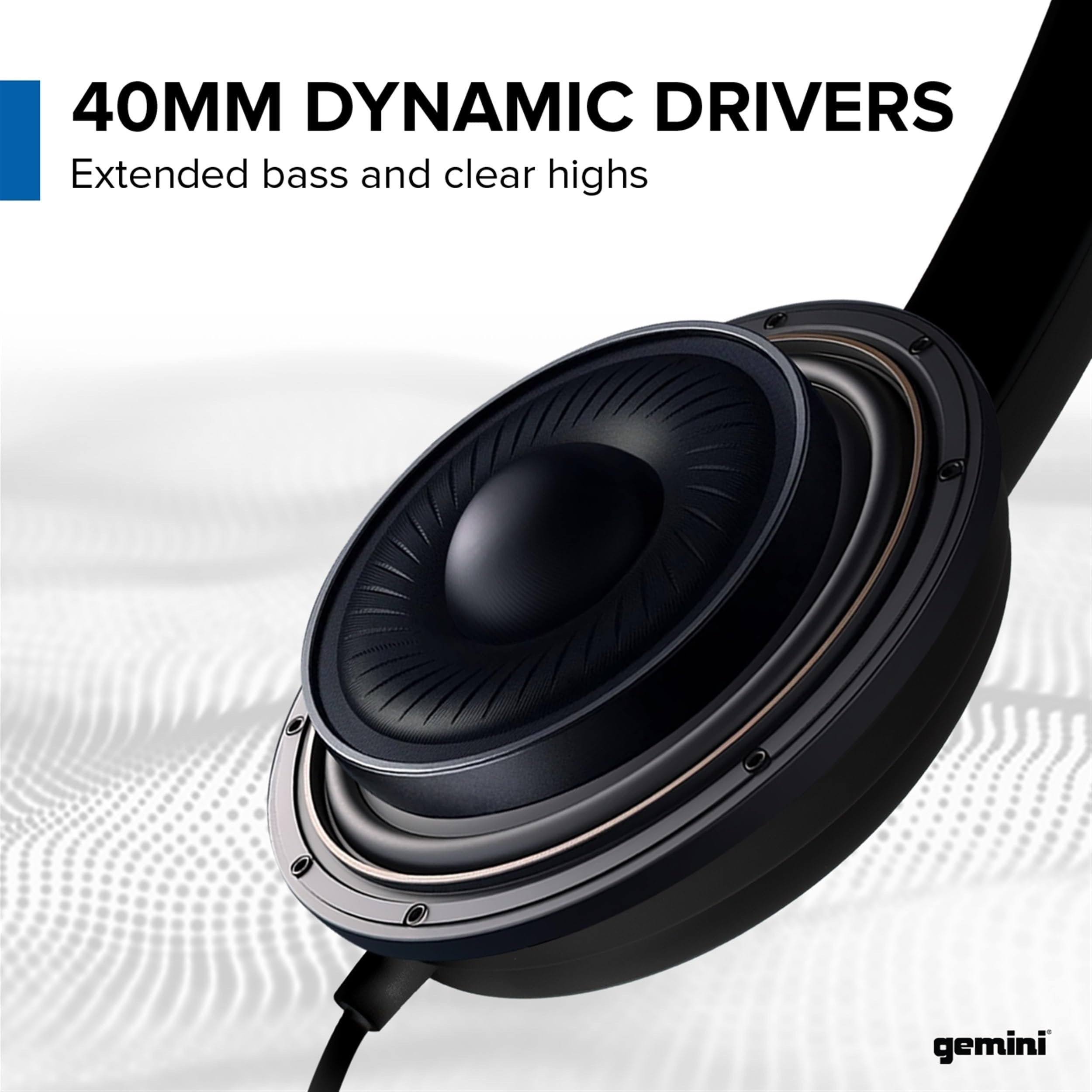 Gemini Sound DJX-200 Black Professional DJ Headphones - Over-Ear Monitor with 40mm Drivers, Ultra-Comfort Ear Cups, Noise Isolation, Lightweight Design for DJing, Gaming, Podcasting, Music Production