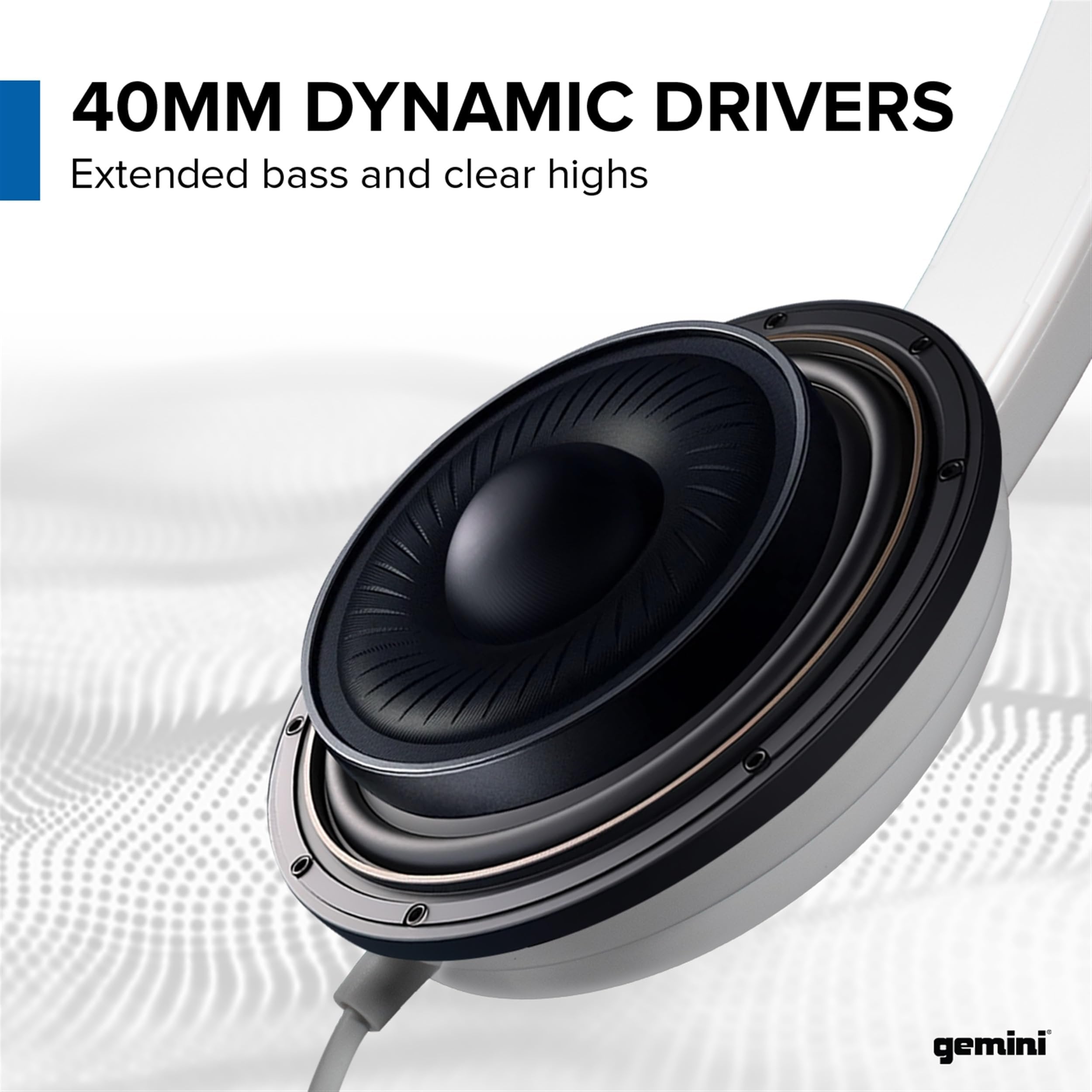Gemini Sound DJX-200 White Professional DJ Headphones - Over-Ear Monitor with 40mm Drivers, Ultra-Comfort Ear Cups, Noise Isolation, Lightweight Design for DJing, Gaming, Podcasting, Music Production